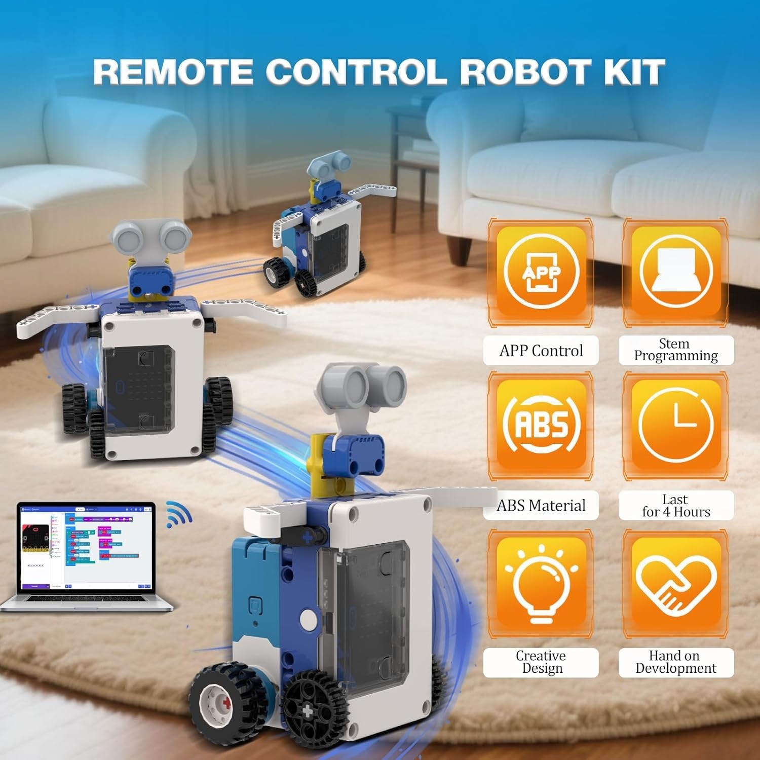 ICreateRobot Coding Robot Kit, 10-in-1 BBC Micro:bit Robotics Invertor Kit STEM