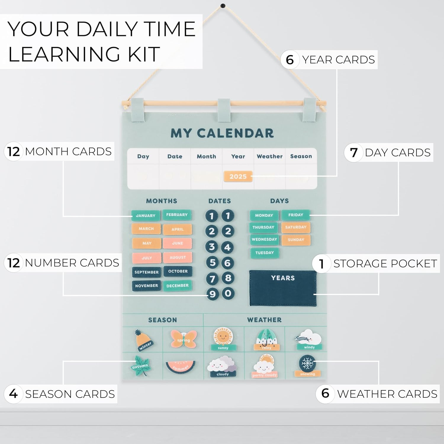 Beautiful Toddler and Kids Calendar – Perfect Homeschool Supplies with Months, D