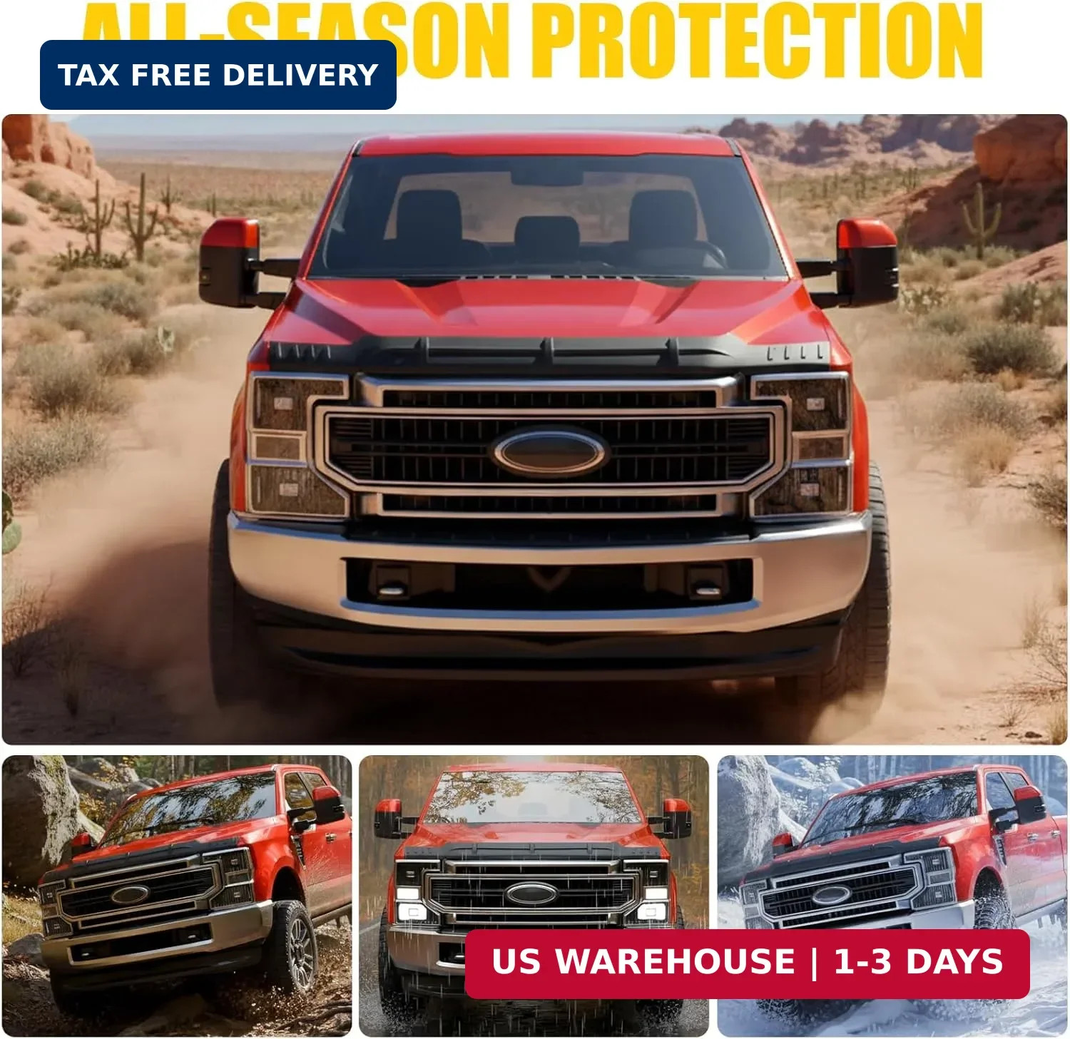 TPE Hood Protector Compatible with 2017-2022 Ford F250 F350 F450 F550 Super Duty