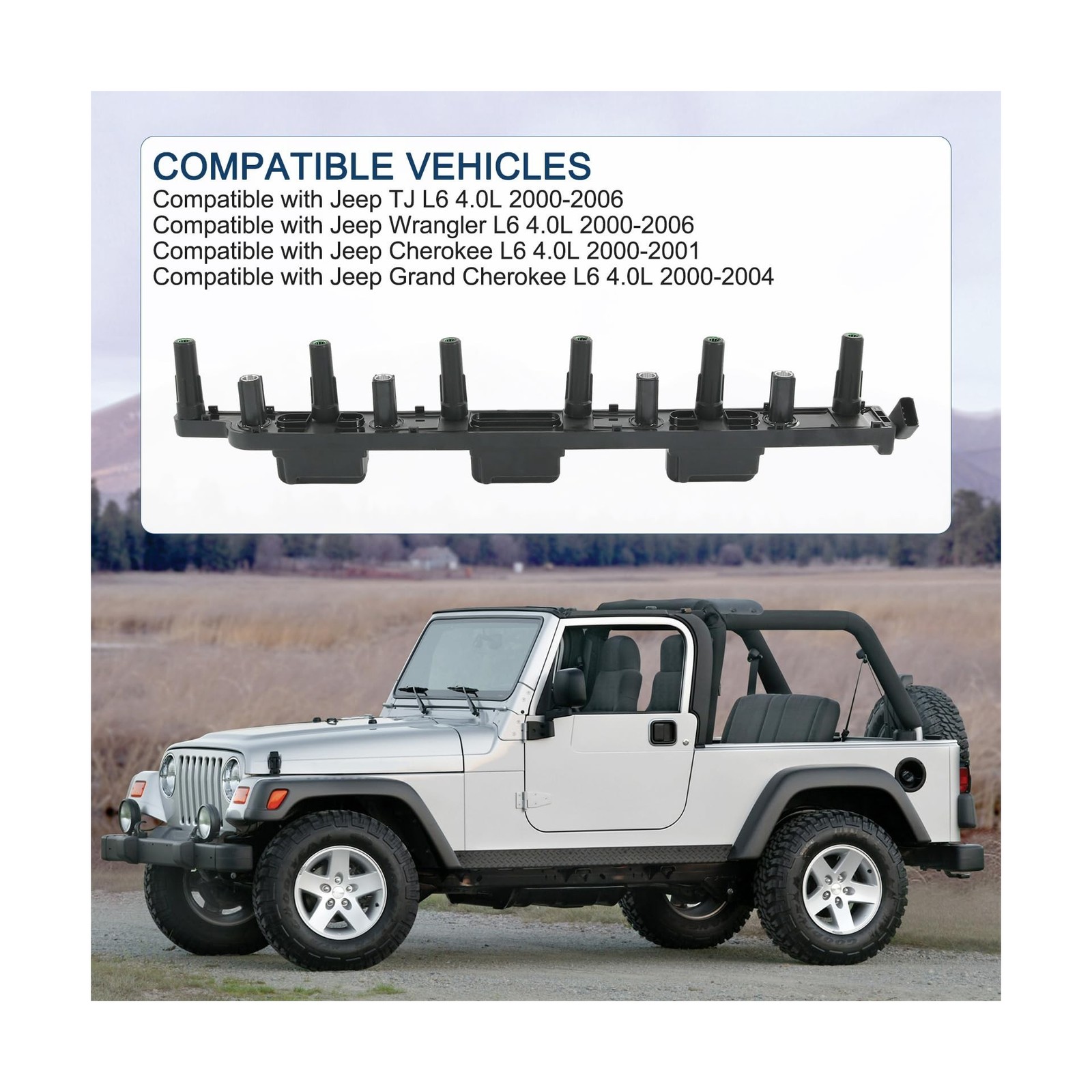Set of 6 Ignition Coil Pack Compatible with Jeep Cherokee Grand Cherokee Wran…
