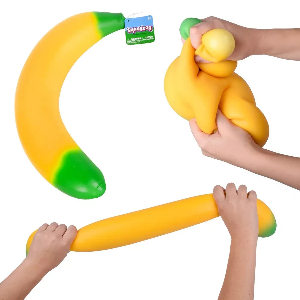 Sunny Days Squeezy Banana Jumbo Stress Ball Sensory Squishy Fidget Toy 14.5″ NEW