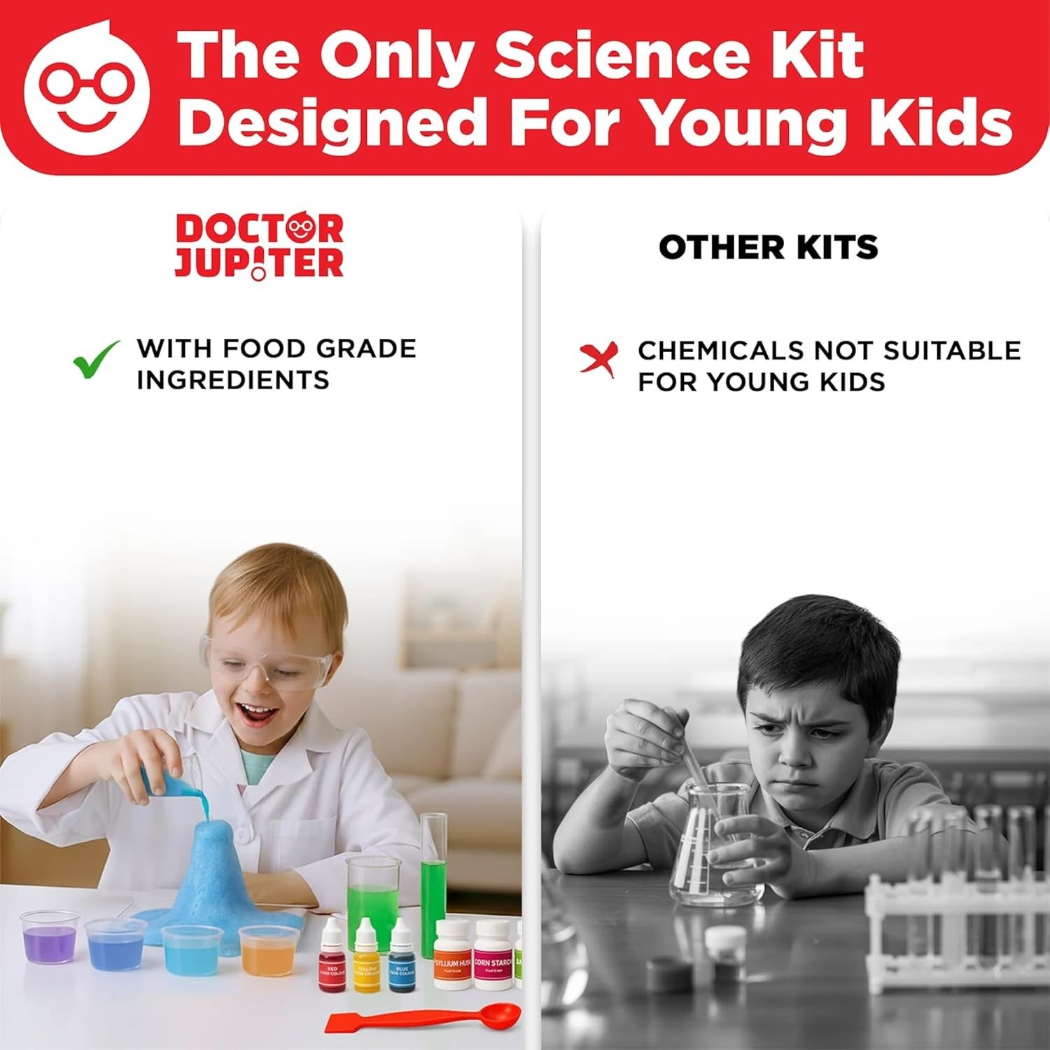 Doctor Jupiter First Science Kit for Kids Ages 4+ Year Old Boys 50+ Experiments