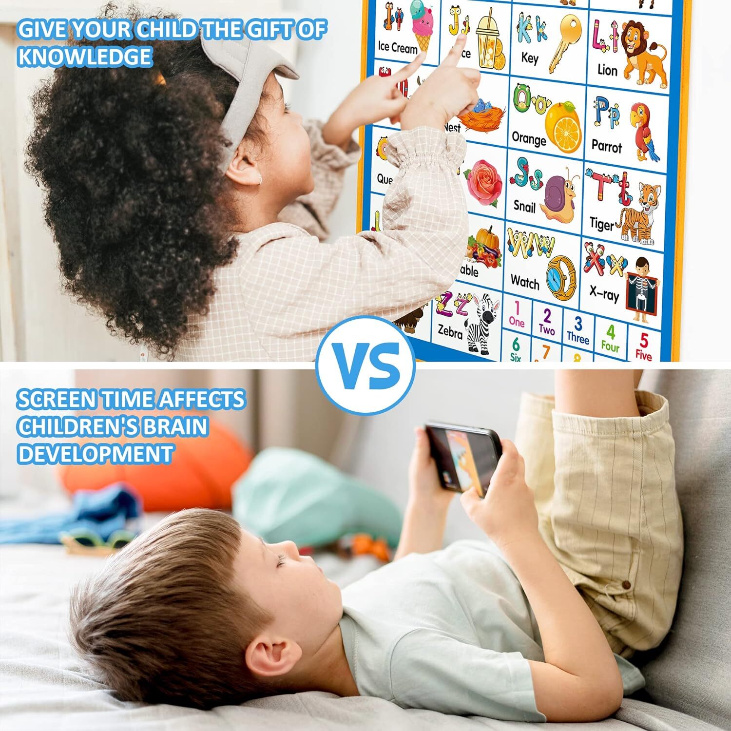 Electronic Alphabet Wall Chart, Talking ABC,123S,Music Poster,Kids Learning Toys