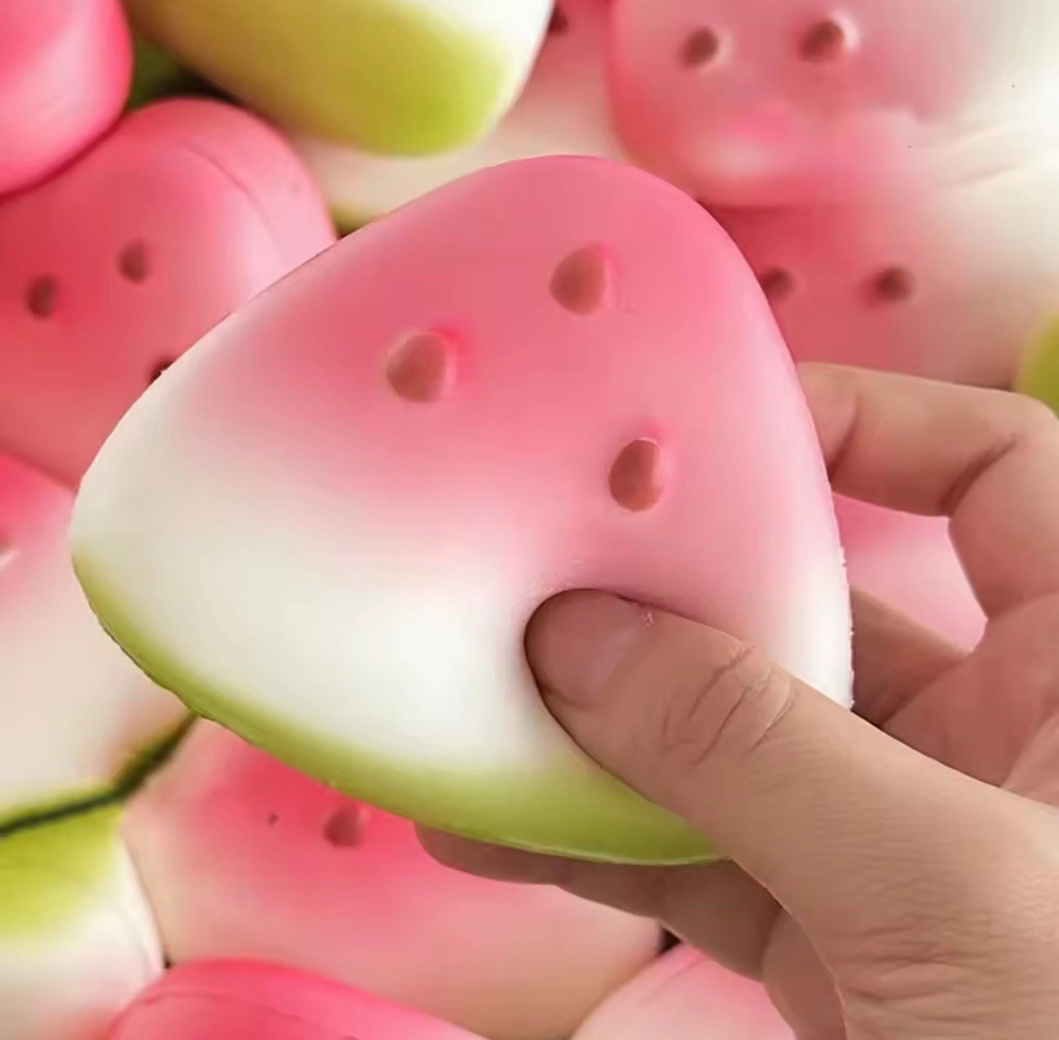 Watermelon Slice Tactile Squeeze Toy Pink White Green for Ages 3-11 Years