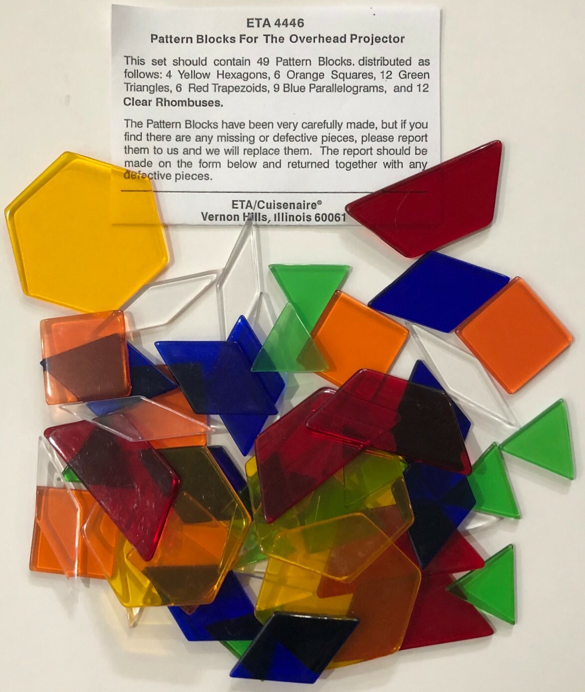 ETA Cuisenaire Manipulatives (fractions, overhead pieces, dice & pawns, etc.)