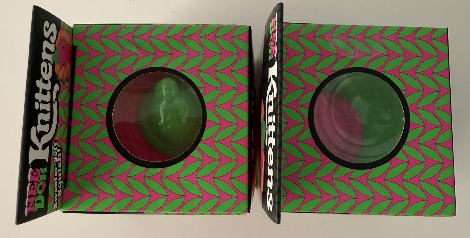 NeeDoh Knitten Bundle Pink & Green Authentic Schylling Sensory Squishy Set