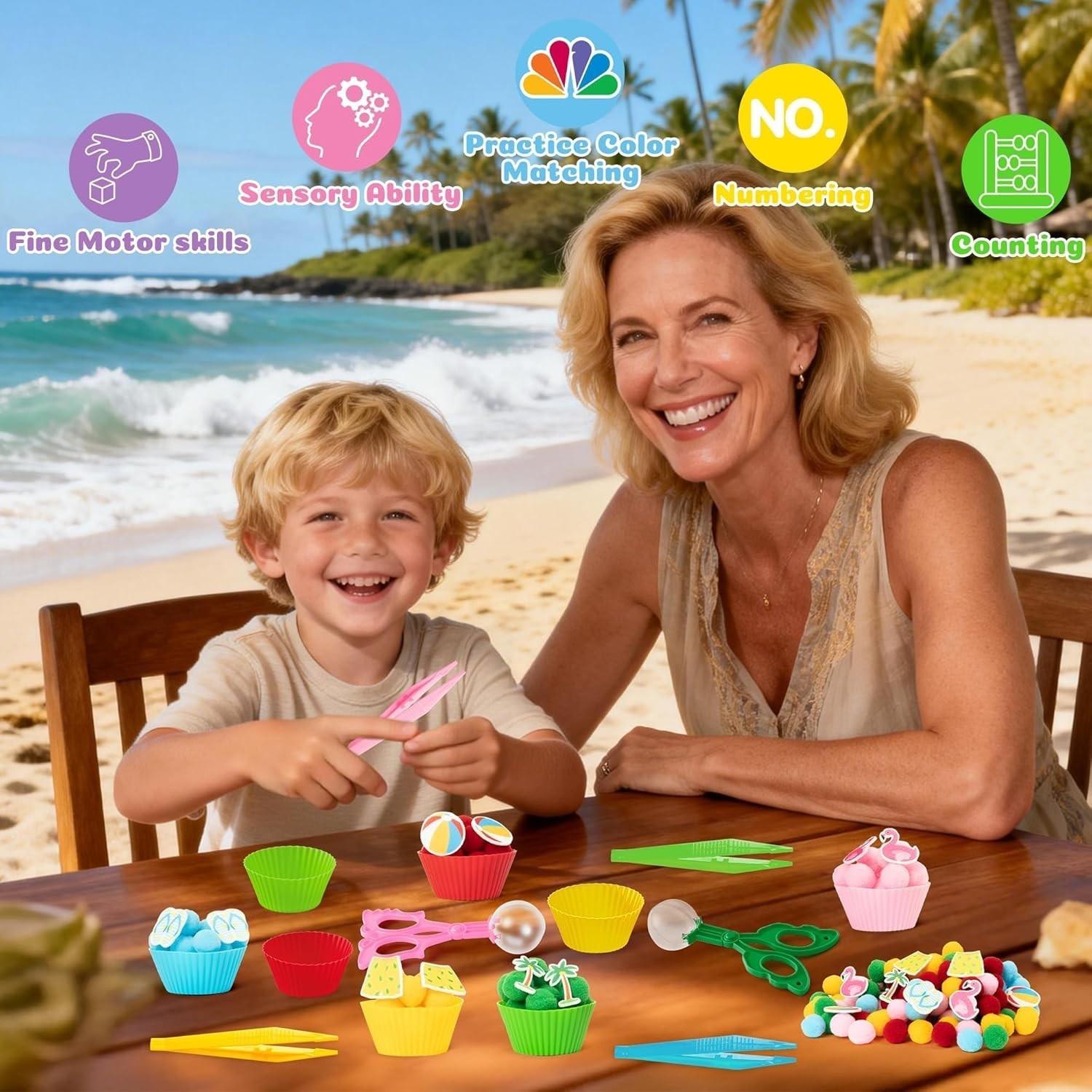 268Pcs Safe Summer Beach Toys – Fine Motor Skill Exploratory Kits for Kids
