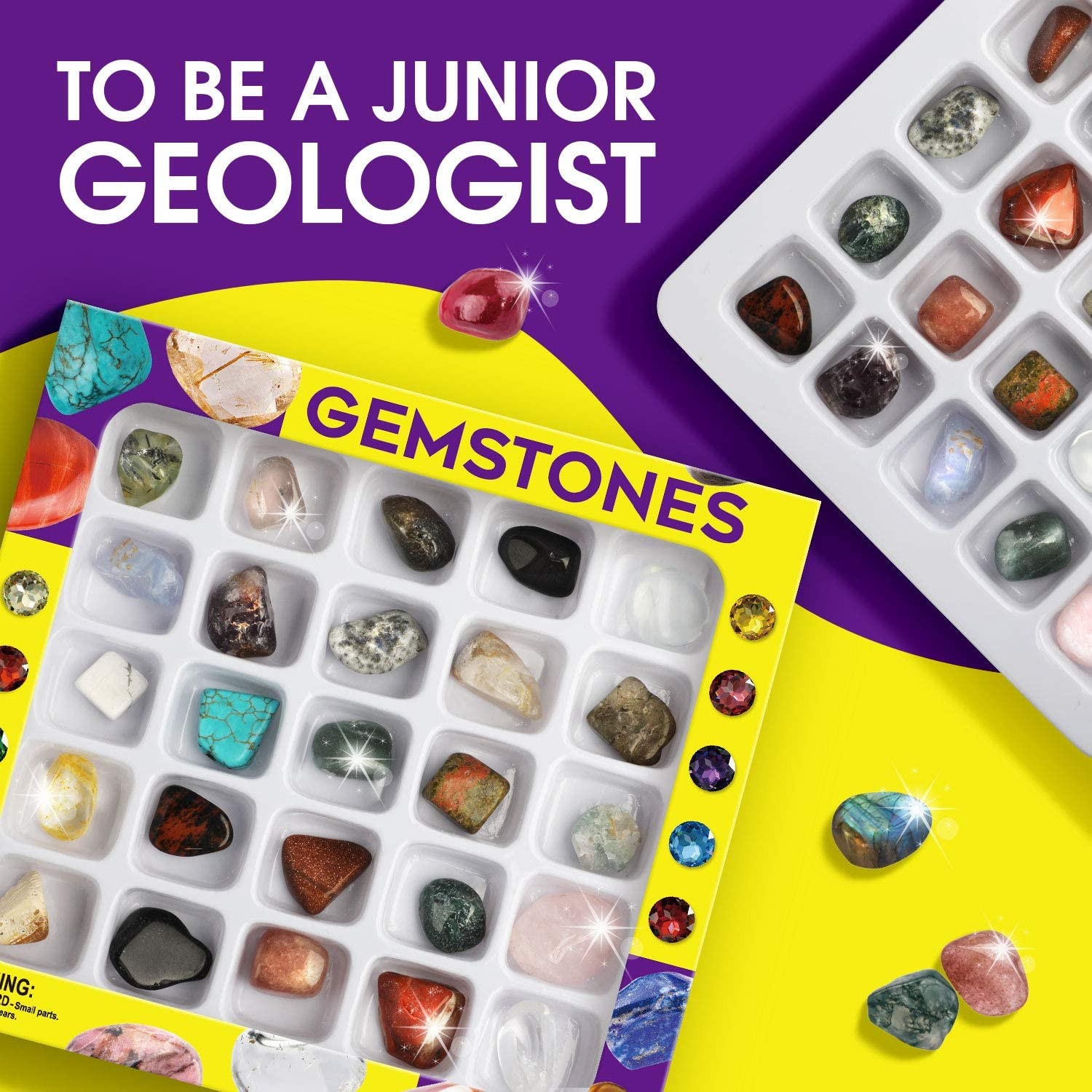 Science Gifts for Kids Boys Girls Geology Kit Gift Gemstone Collection Box 25QTY