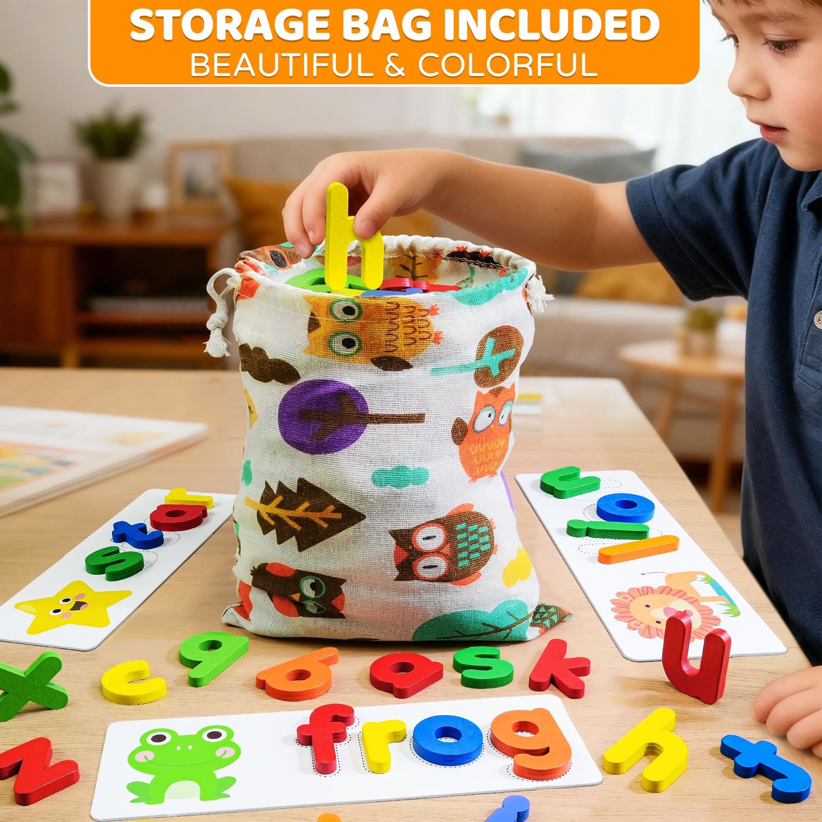 BEESTECH Alphabet ABC Learning Educational Toys for 3 4 5 3″ x 5″, Brown