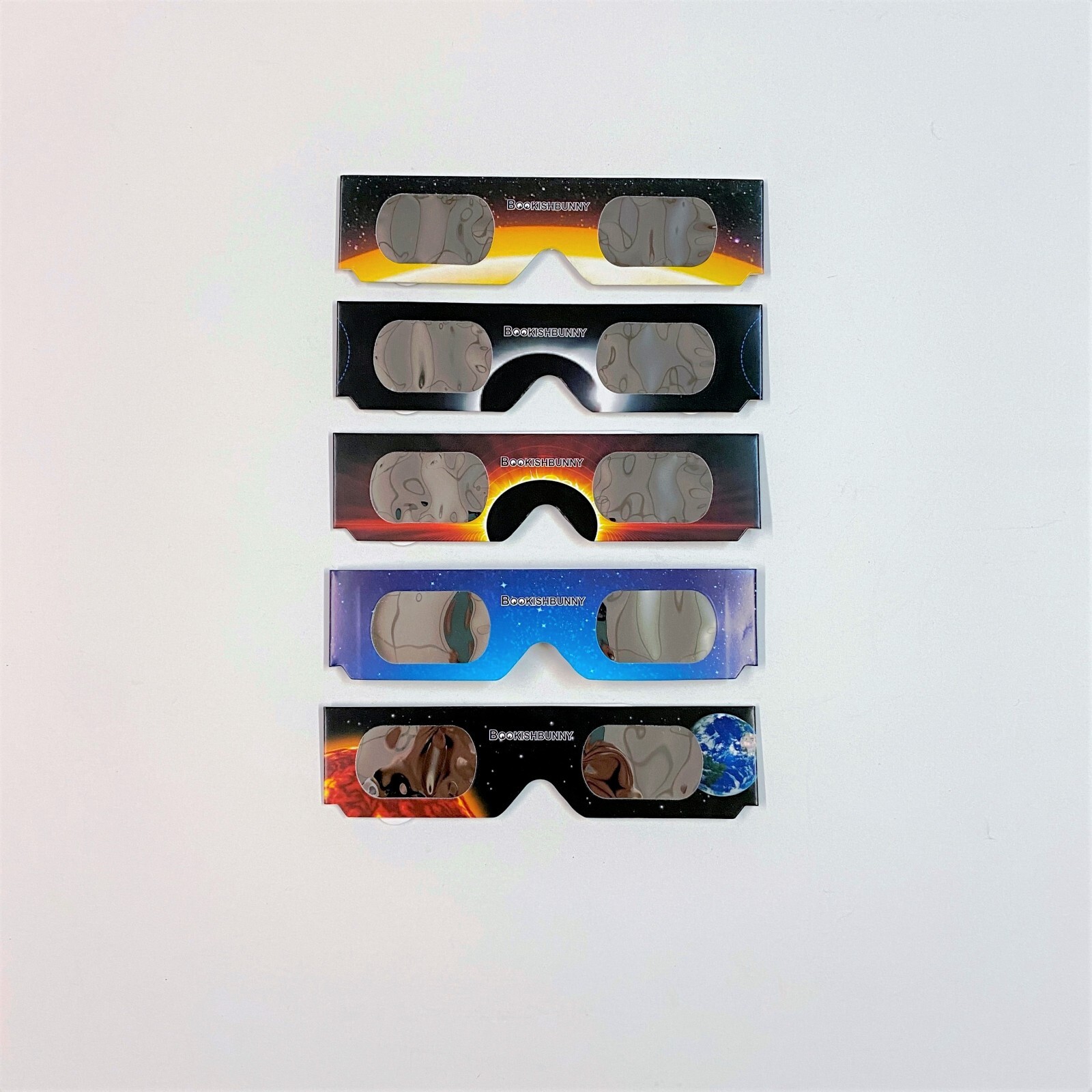5 Packs Bookishbunny Solar Eclipse Sun Viewer Paper Glasses ISO Certified 2024