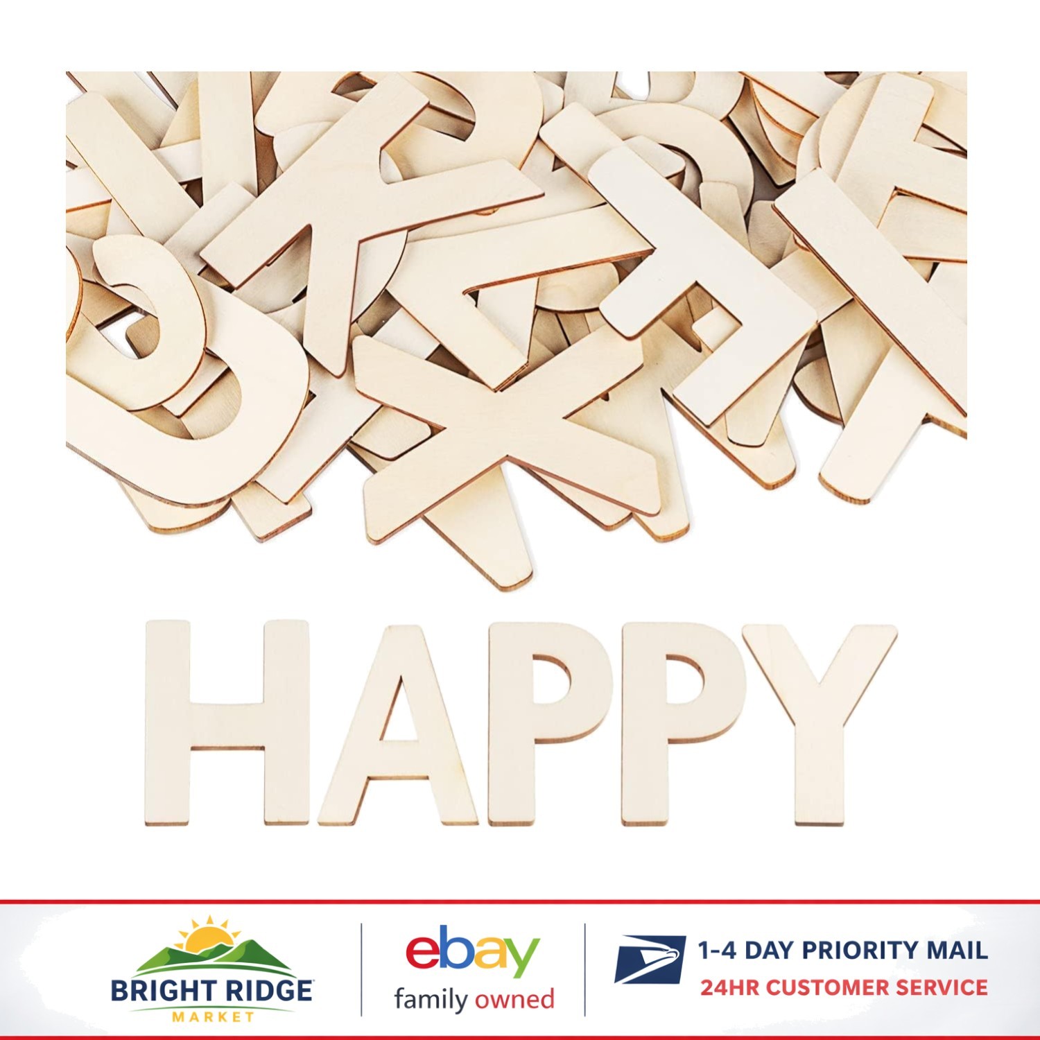 52 Piece Set of Smooth Wooden Letters for Wall Signs and Craft Projects