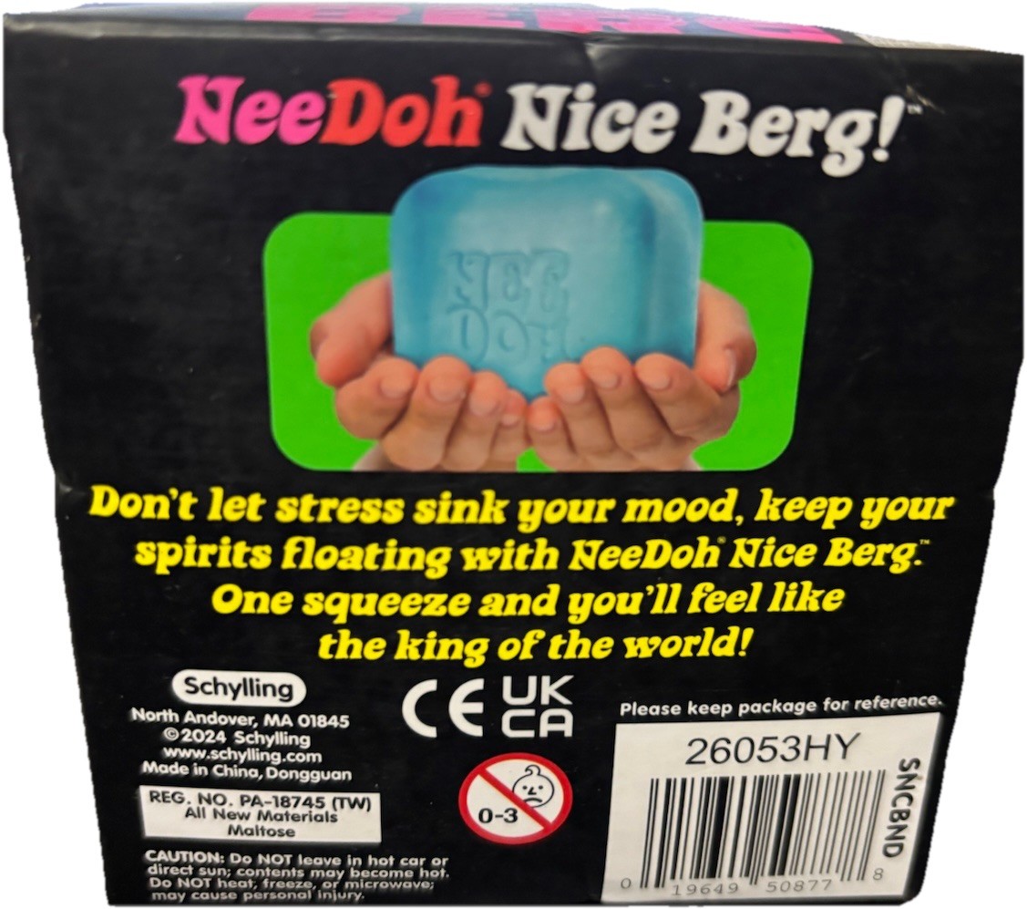 Authentic NeeDoh Nice Berg Blue XL Giant Nee Doh Niceberg Solid Squish Cube 1ct