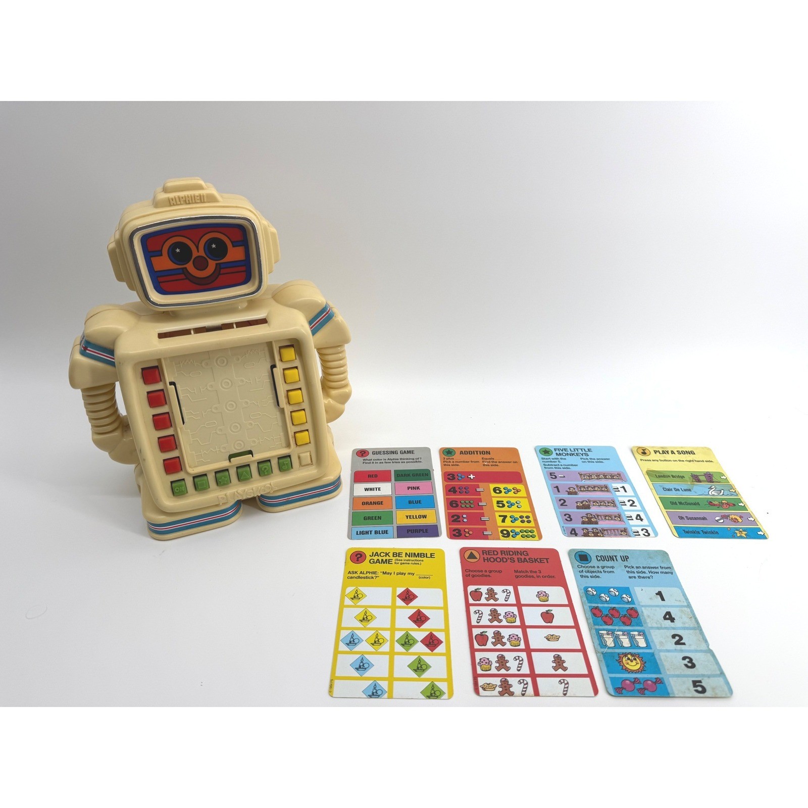 Vintage 1984 Playskool Alphie II Electronic Robot Learning Toy With 7+ Cards
