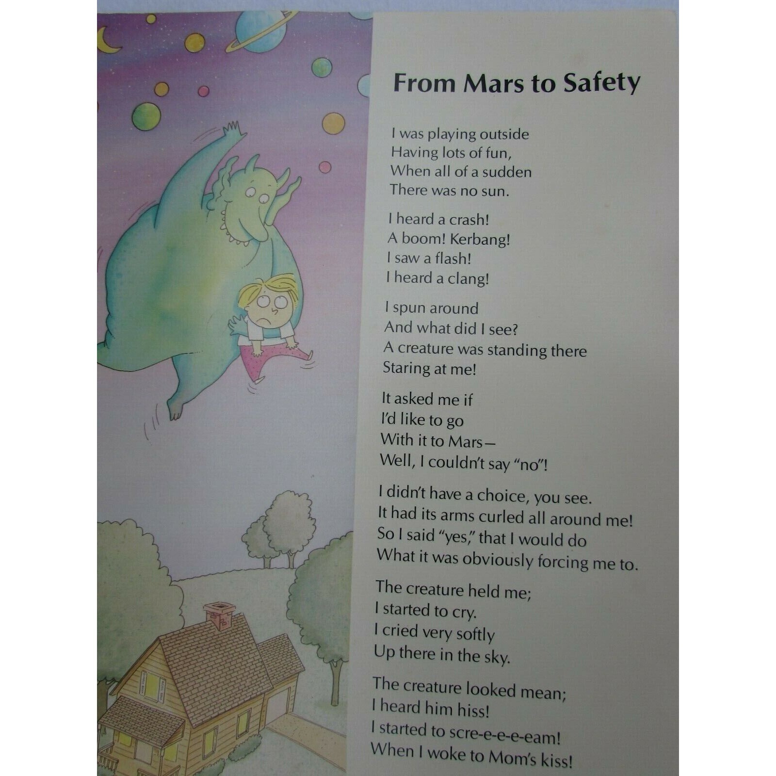 From Mars to Safety Poster Babs Bell Hajdusiewicz 30270 Poetry VNTG