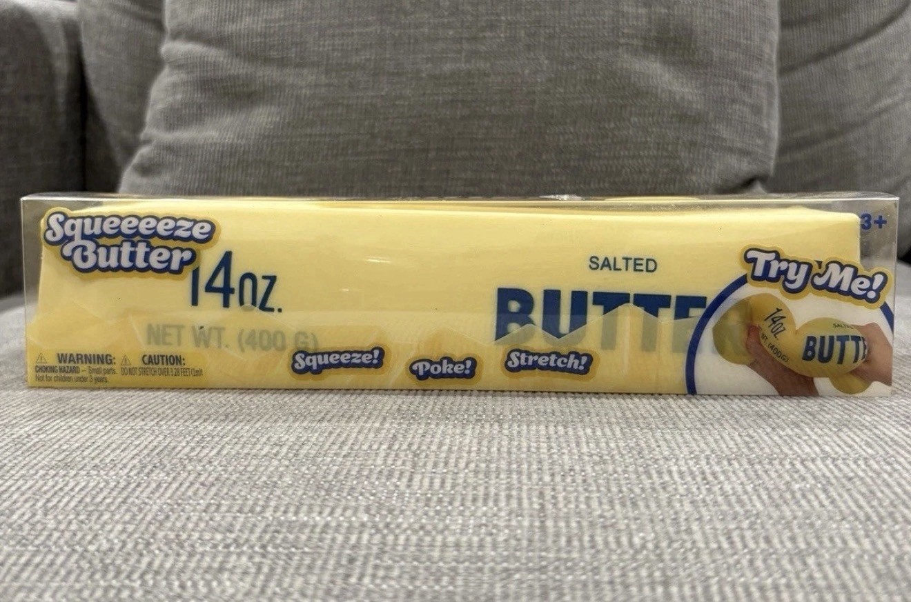 Squeeezy Butter 14oz Squishy Stress Toy Butter Stick Stretch Fidget Sunny Days