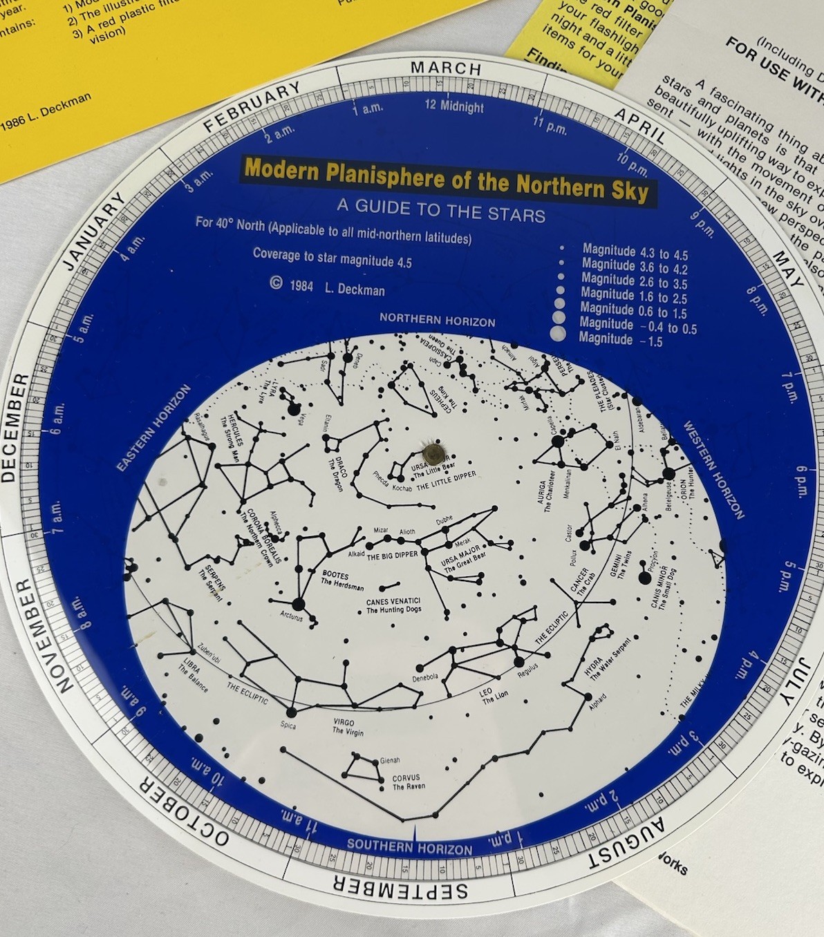 Modern Planisphere Of The Northern Sky With Instructions Stars Planets 1986 1987