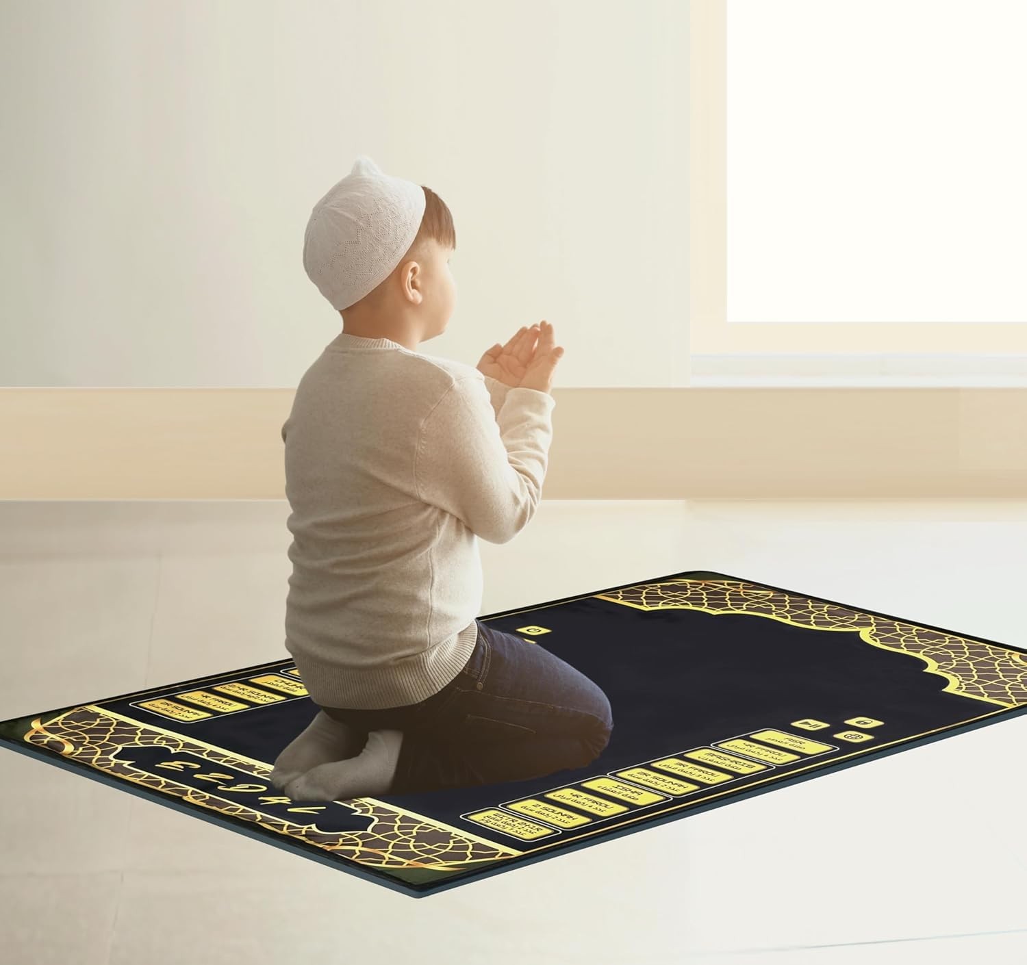 EZDAL Smart Interactive Prayer Mat V3 – 2’4″ x 3’7″ (Rectangular), Black