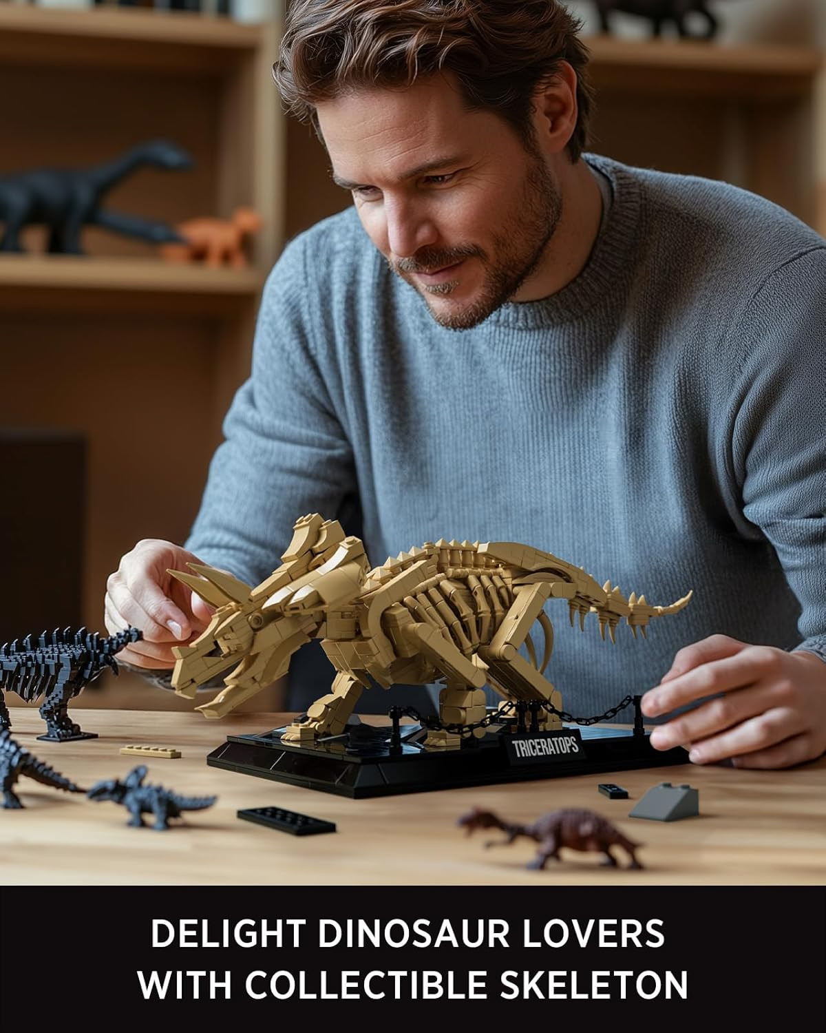 Triceratops Fossil Model Set, Dinosaur Skeleton Building Set for Adults and Coll