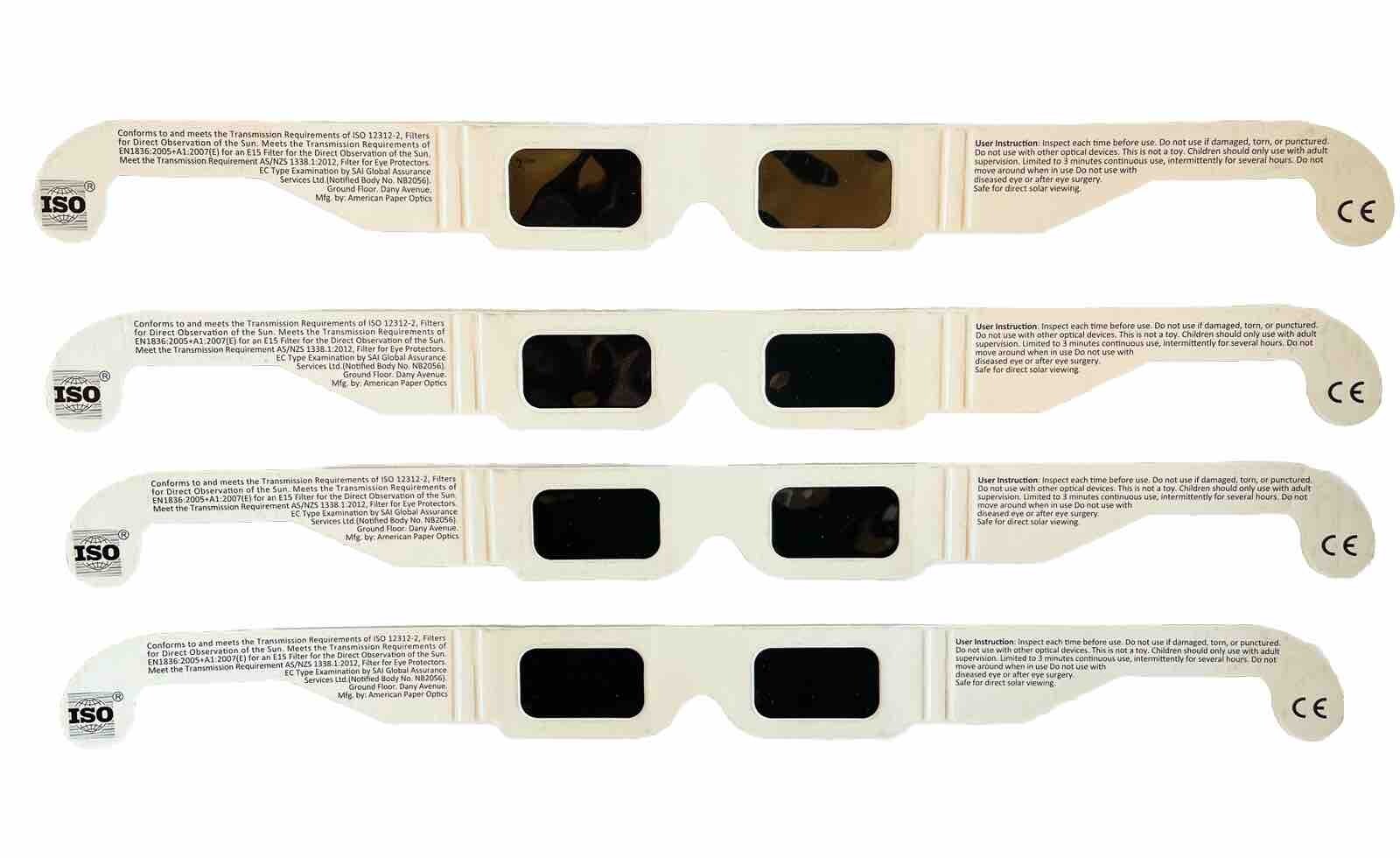 **FedEx 2 DayDelivery** (QTY 4) Solar Eclipse Glasses ISO & CE Certified Safe