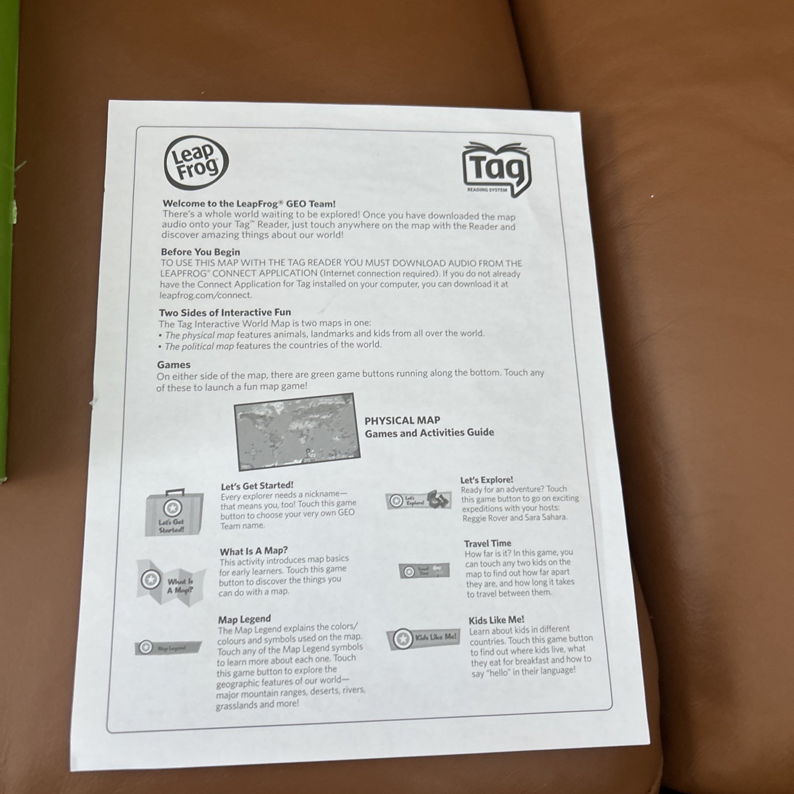 LeapFrog Tag Reading System Interactive United States Map Double Sided USA