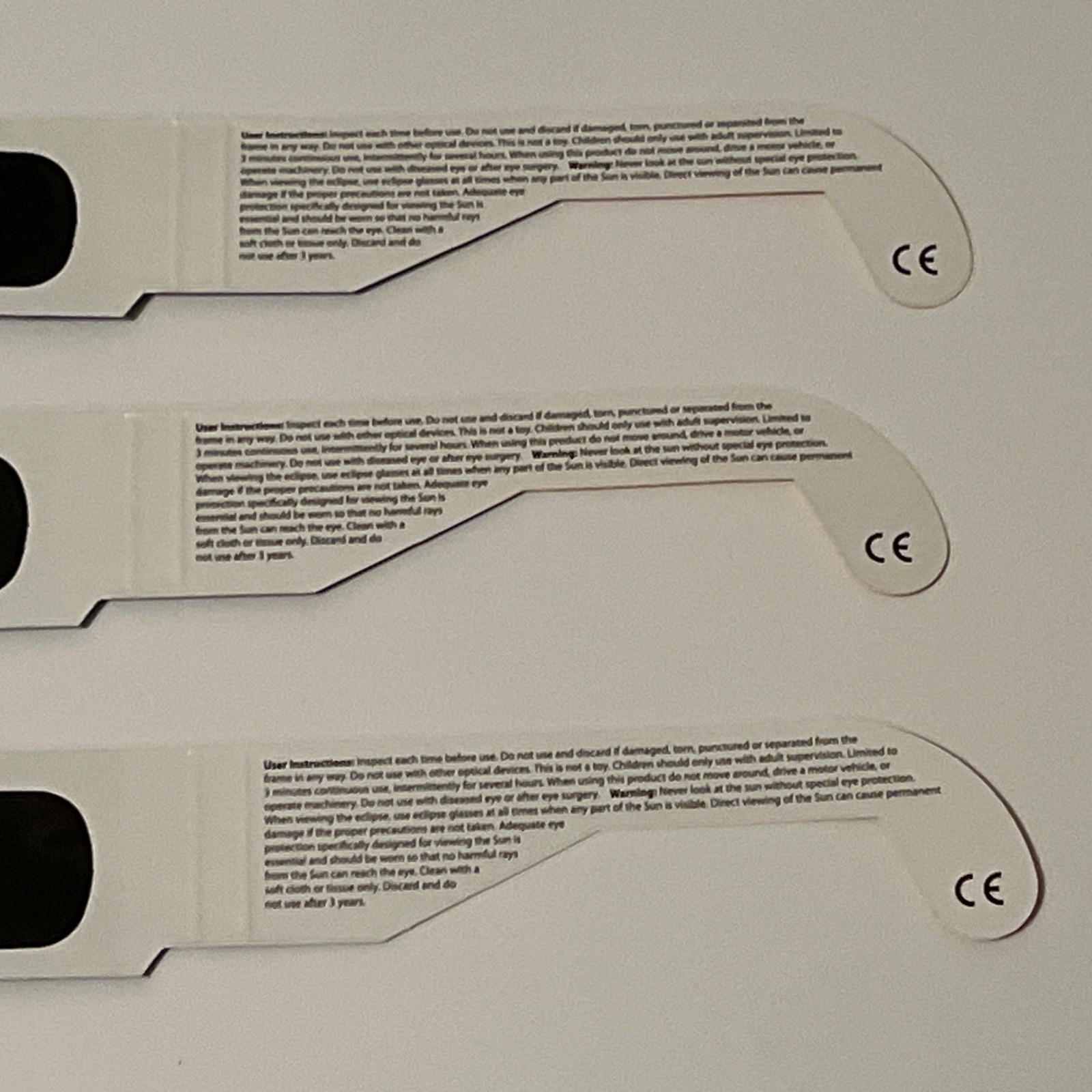 Solar Eclipse Glasses ISO 12312-2 Certified | April 8 2024 | Lot of 3 | Unfolded