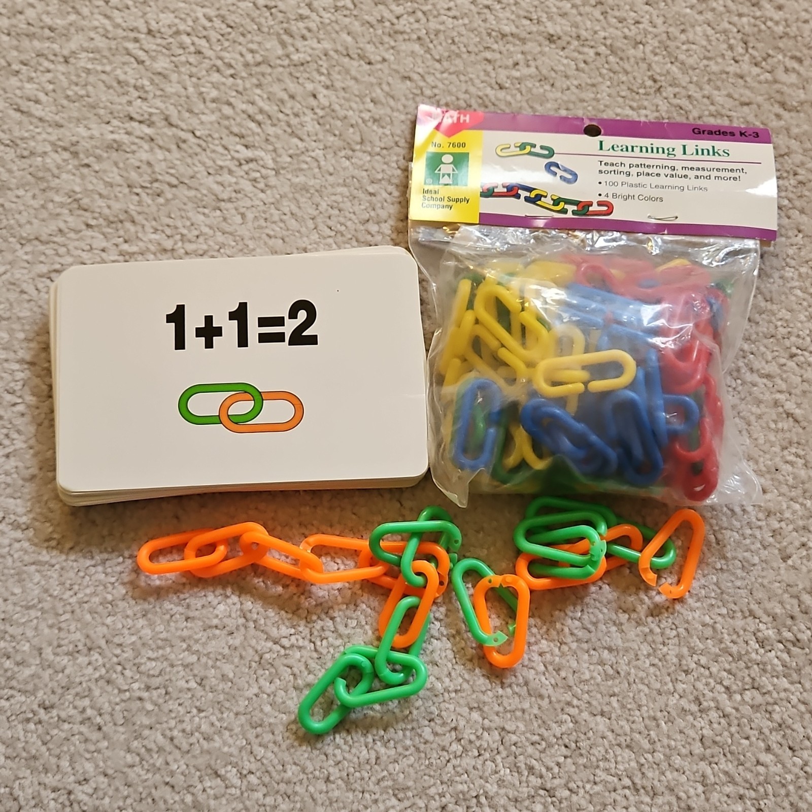 Ideal School Supply Company Learning Links 100 Plastic Links Math Cards Ages 4-7