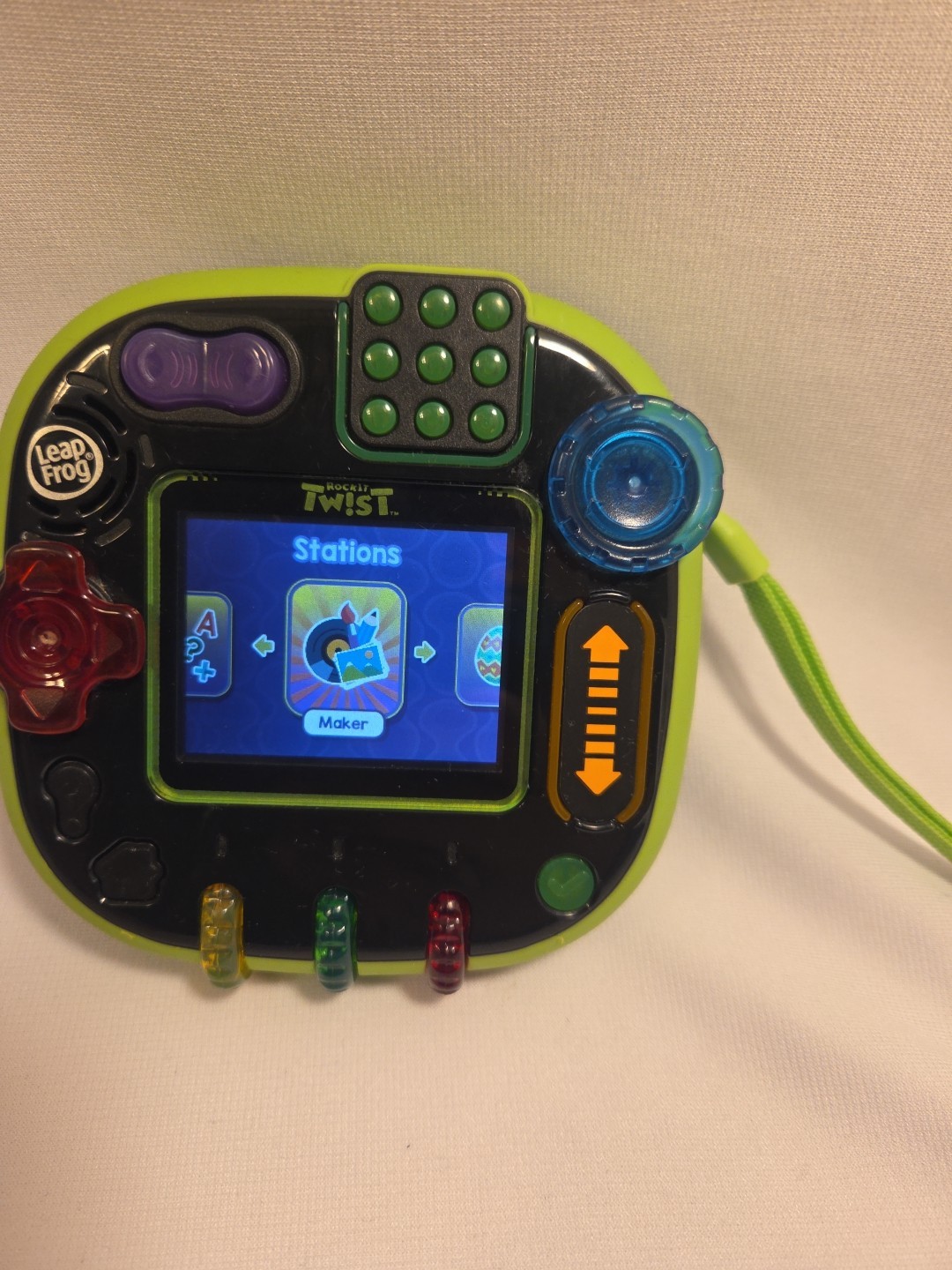 LeapFrog Rockit Twist Green Button Control Handheld Learning Game System WORKS