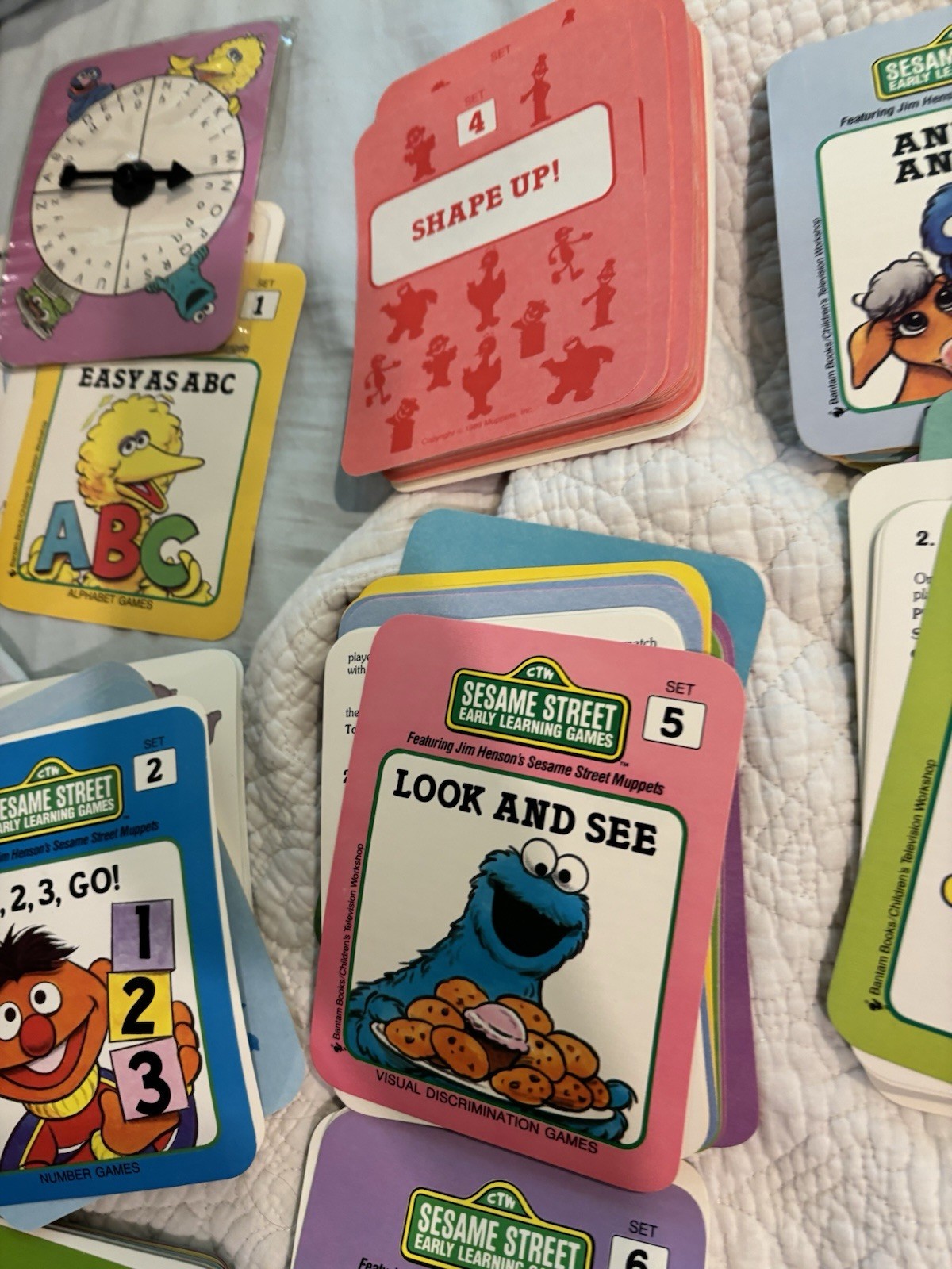 Sesame Street Early Learning Educational Games Cards Partial Set No Case 1989