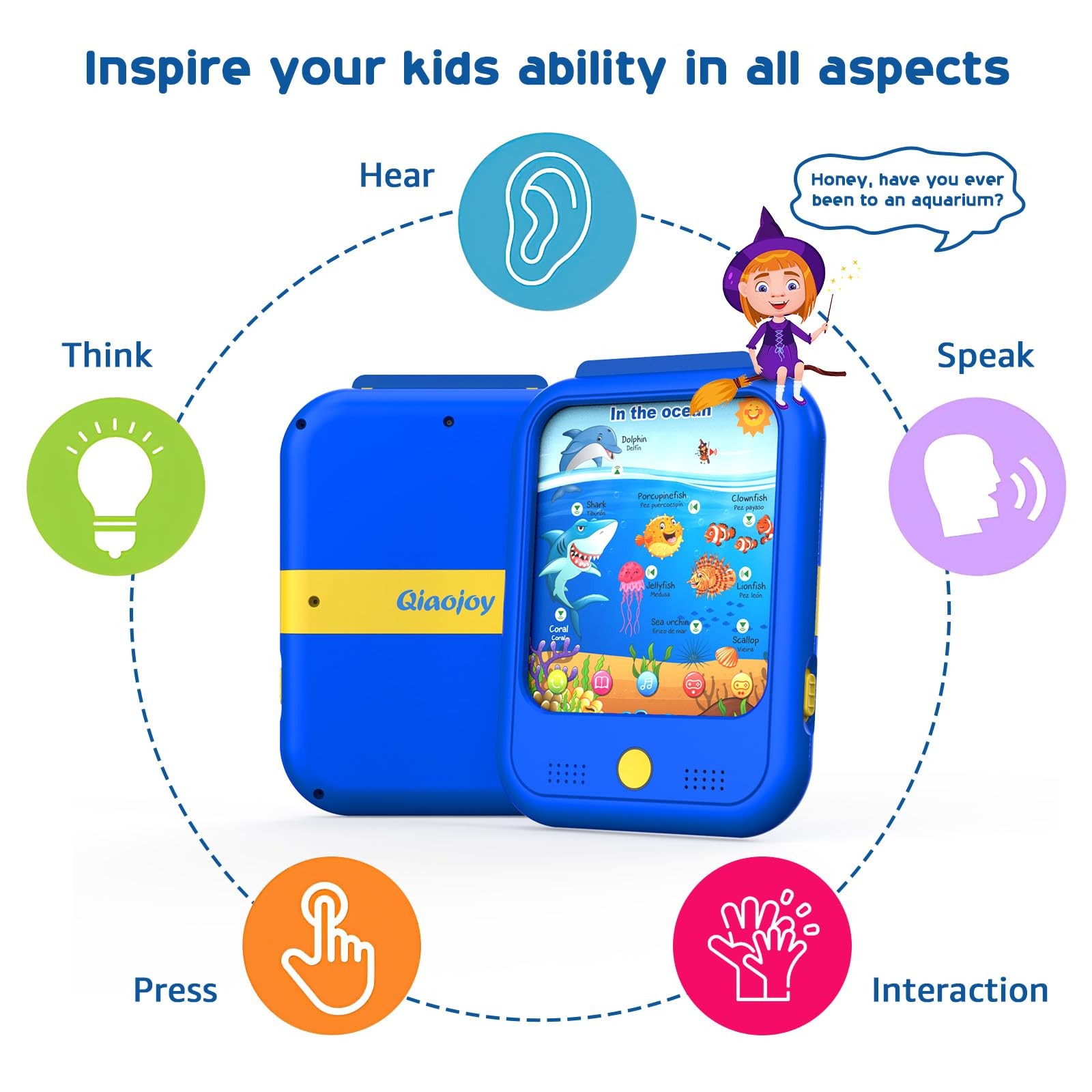 Qiaojoy Kids Learning Tablet Educational Learning Pad for Toddlers 2-5 to Lea…
