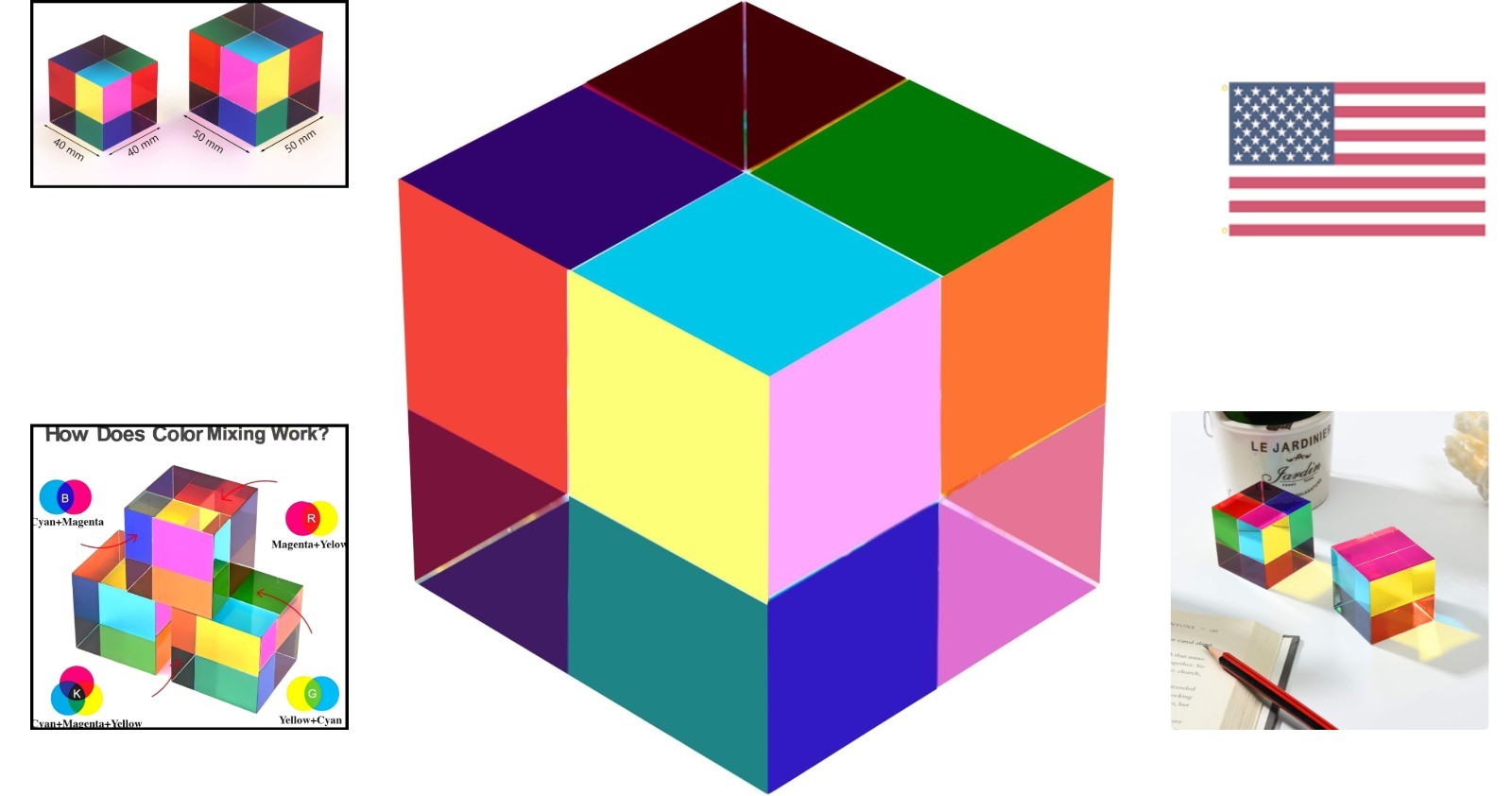 Educational 40mm CMY Cube – Color Recognition Toy & Modern Desk Decoration