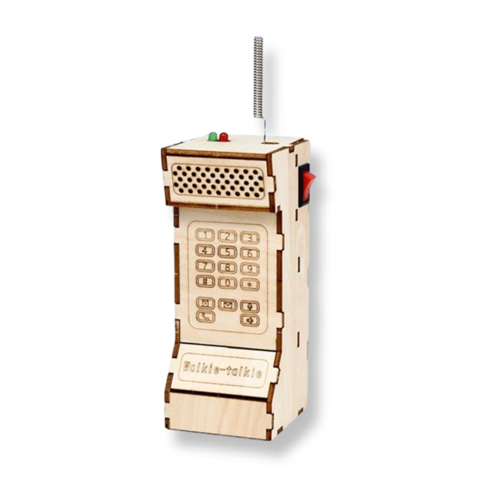 DIY Wooden Walkie Talkie Kit Assembly STEM Toy for Kids Teens Retro Style Gift