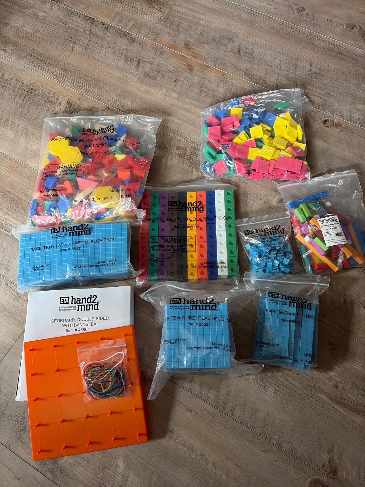 Hand2 Mind ETA Math Manipulatives lot base 10 blocks rods cube