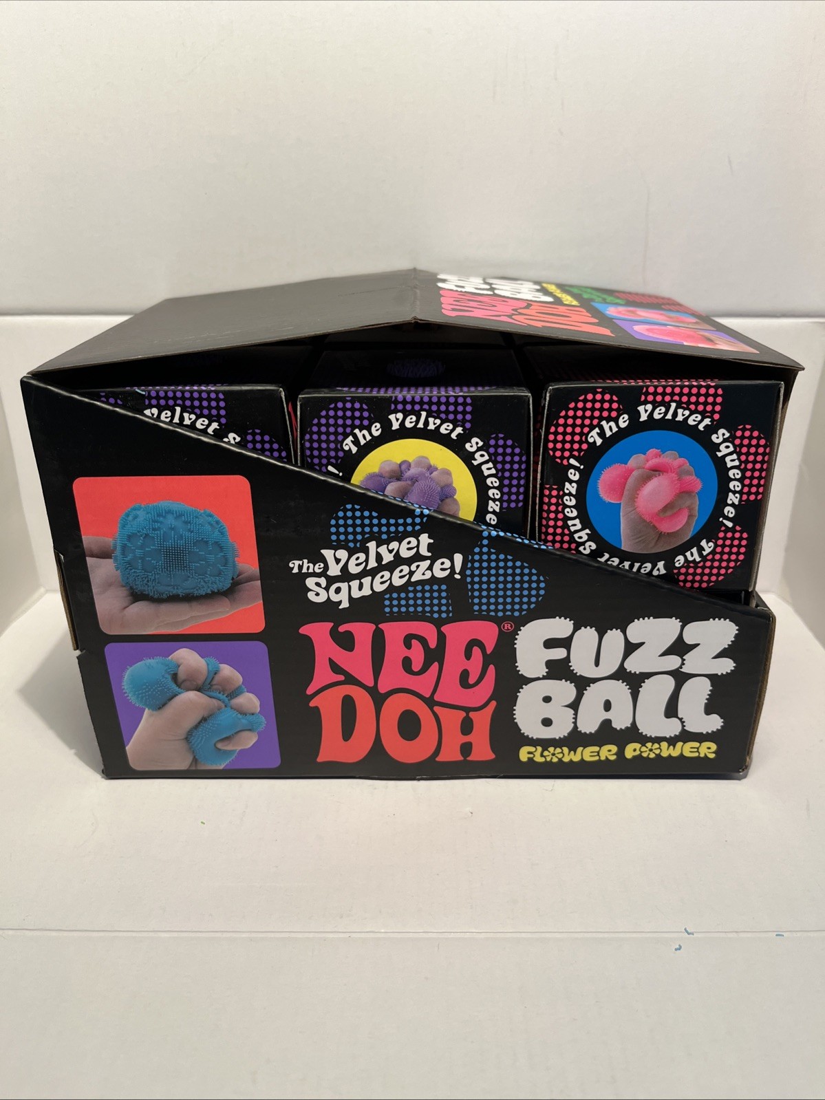 Lot of 12 Nee Doh FUZZ BALL Flower Power Velvet Squeeze Stress Ball (Full Case)