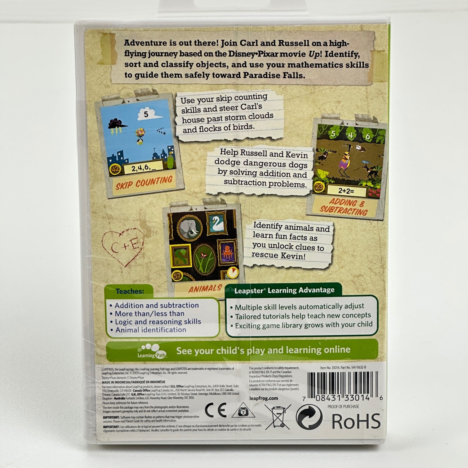 LeapFrog Leapster Learning Game Disney Pixar Up K-2nd Grade Ages 5-8 New Sealed
