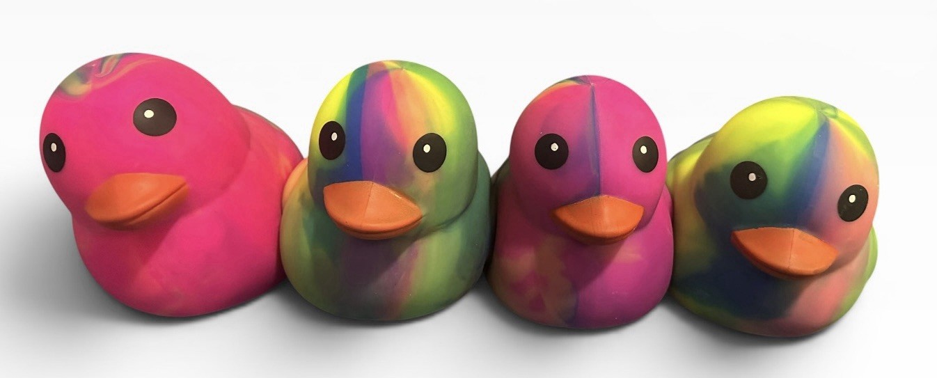 Lot Of 4 Sunny Days Jumbo Squeezy Duck Tie-Dye Squishy Stress Relief Toy New