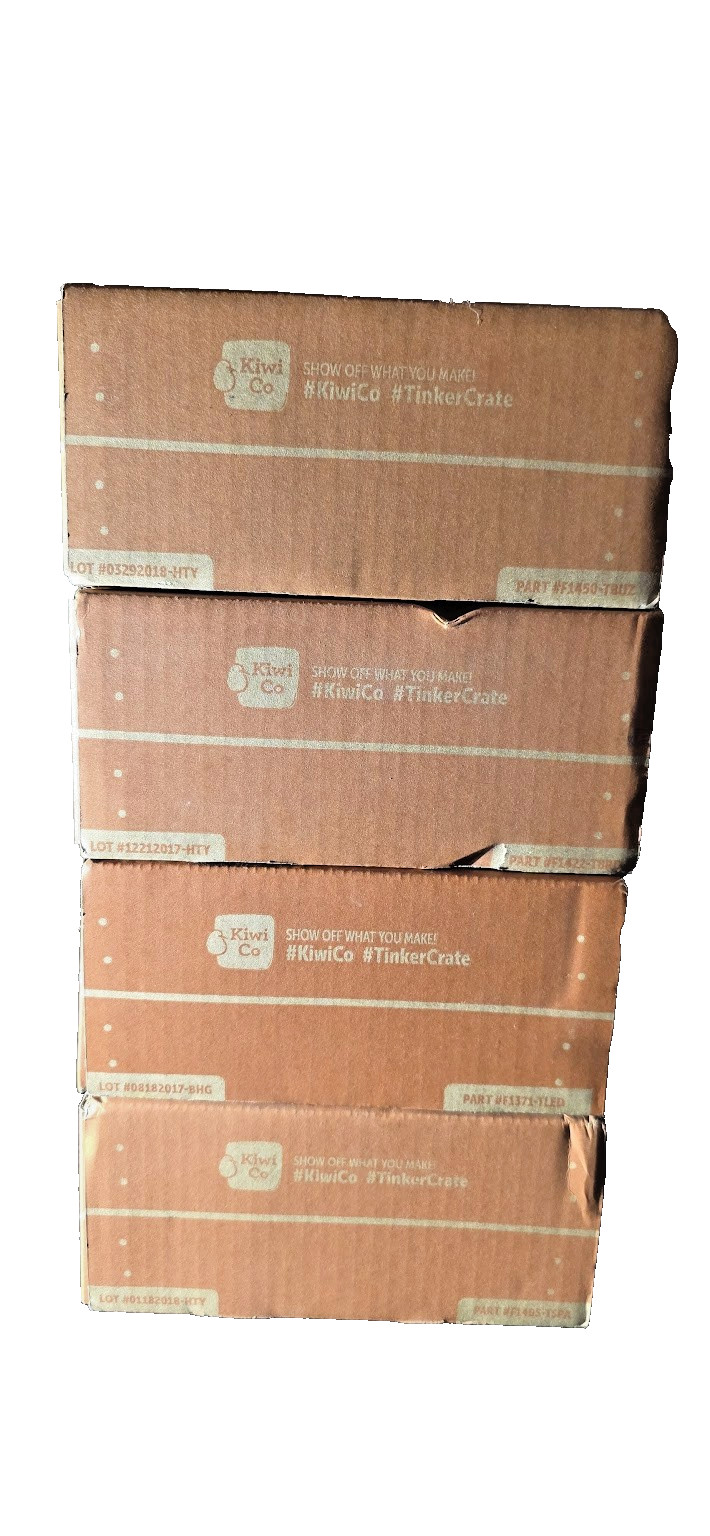 KiwiCo Tinker Crate STEM Kit LOT 4 Sealed Boxes Ages 9+ Circuits Bird Paper Spin