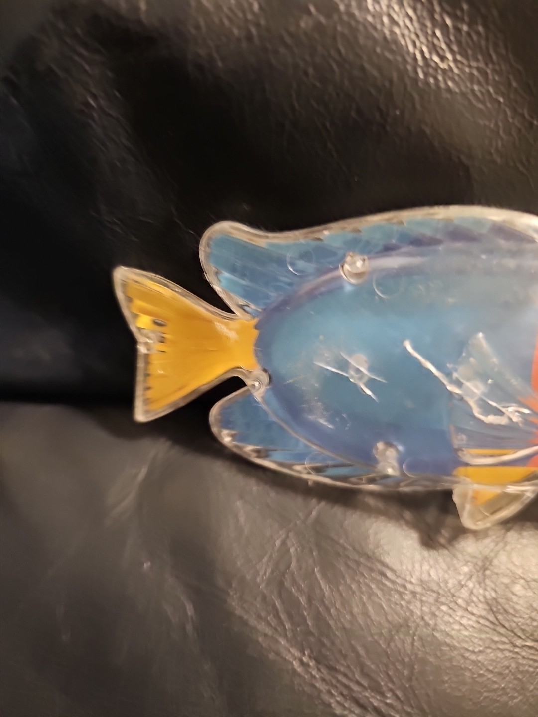 Unbranded Plastic Blue Transluscent Fish Red Ring In Mouth- 4inches Ling Scratch