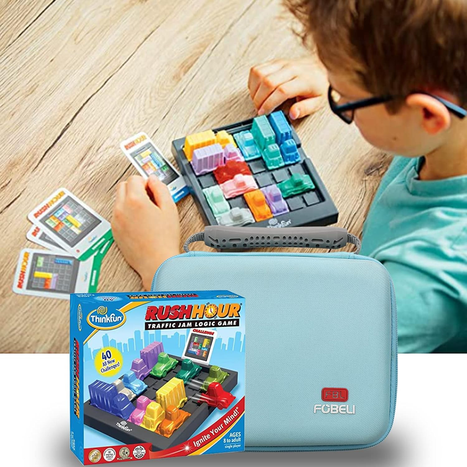 EVA Hard Carrying Case Compatible with Thinkfun Rush Hour Traffic Jam Brain Game