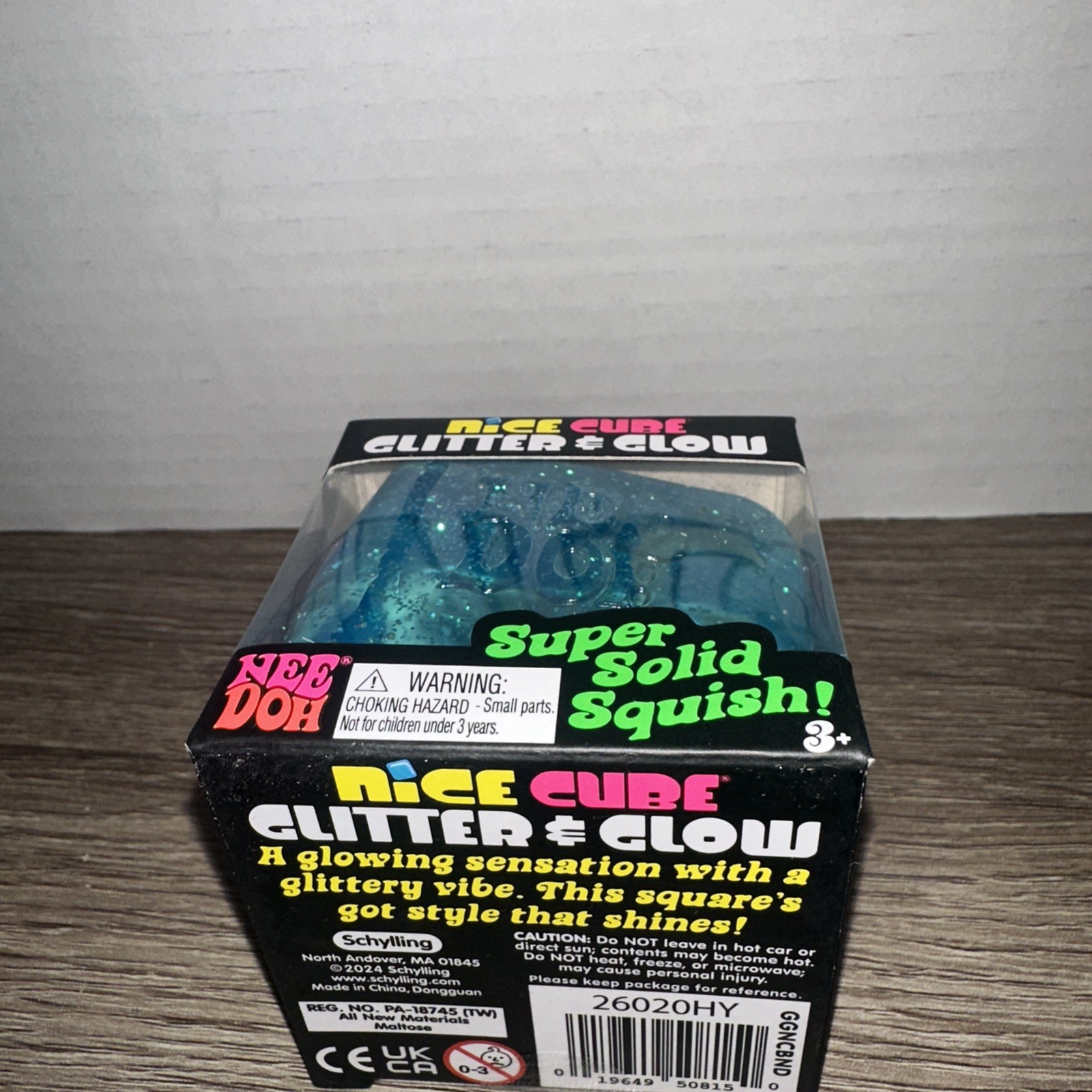 Nee Doh Glitter & Glow Blue Nice Cube USA Seller Authentic