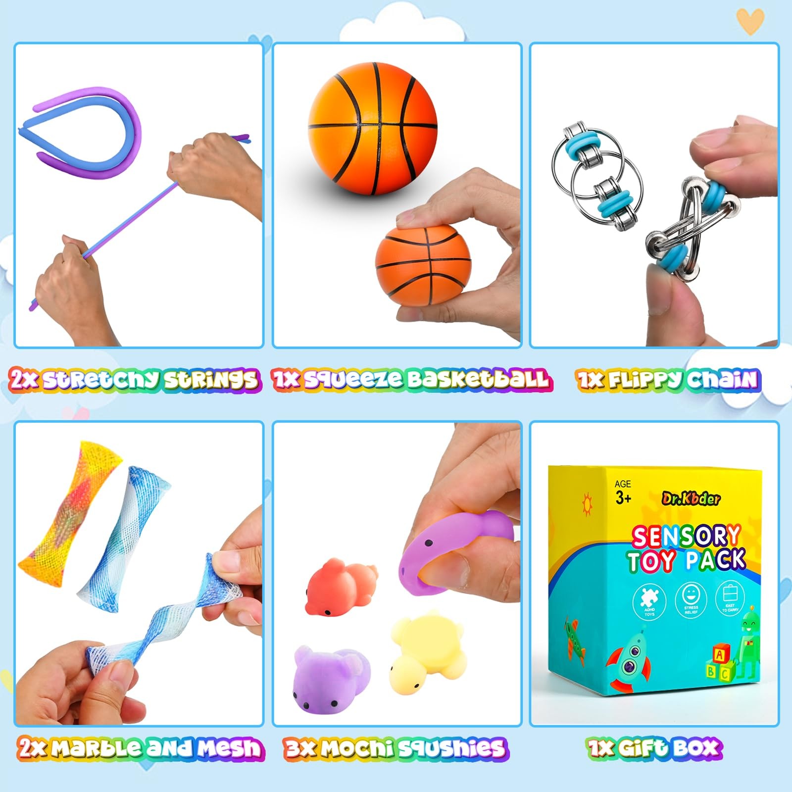 Dr.Kbder 15 Pack Fidget Toys Sensory Stress Relief Kids Adults Gift Bundles Set