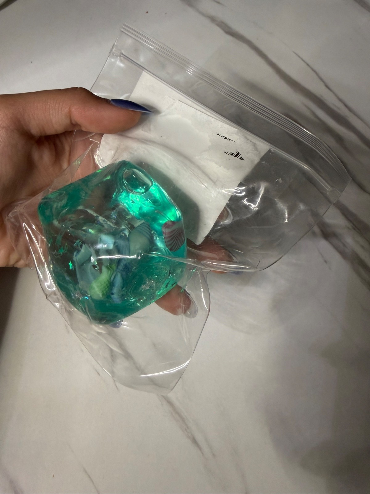Seashell Teal Sugar Cube Squishy