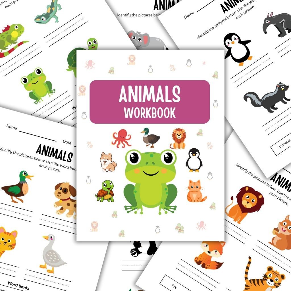 Animals Workbook for Kids – Fun Educational Animal Activity Sheets | Printable
