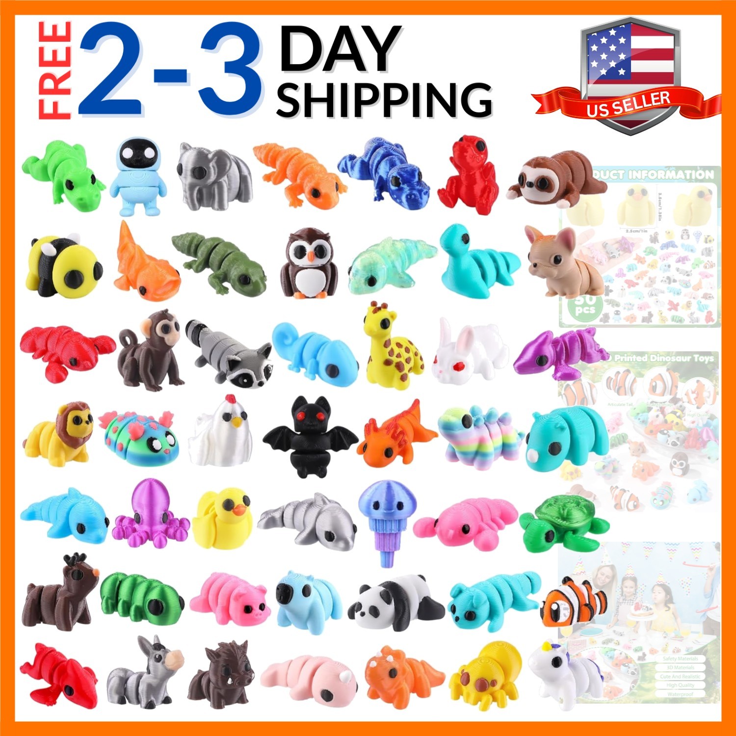 50Pcs Mini 3D Printed Animals for Kids Little 3D Printed Figurines for Party …