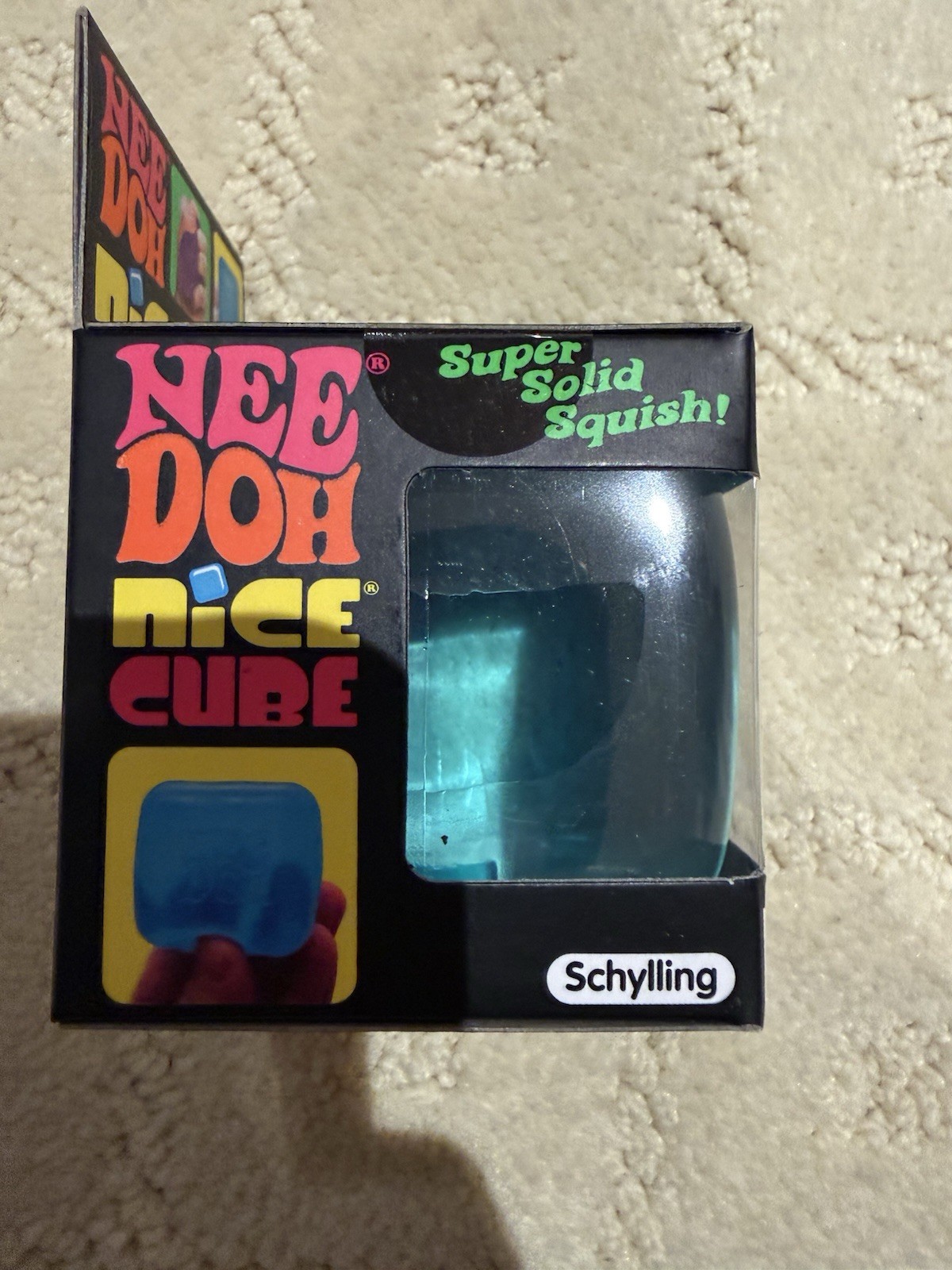 Schylling Needoh Nice Cube Blue Sensory Squeeze Toy with Super Solid Squish