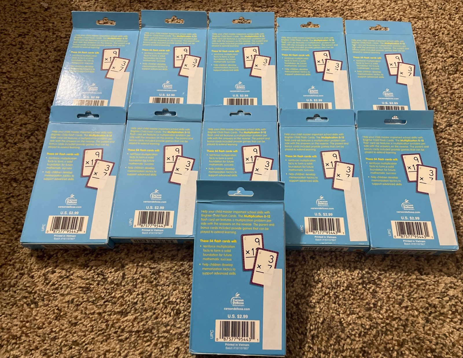 Lot Of 11 – Multiplication 0 to 12 Flash Cards (Brighter Child) – New!