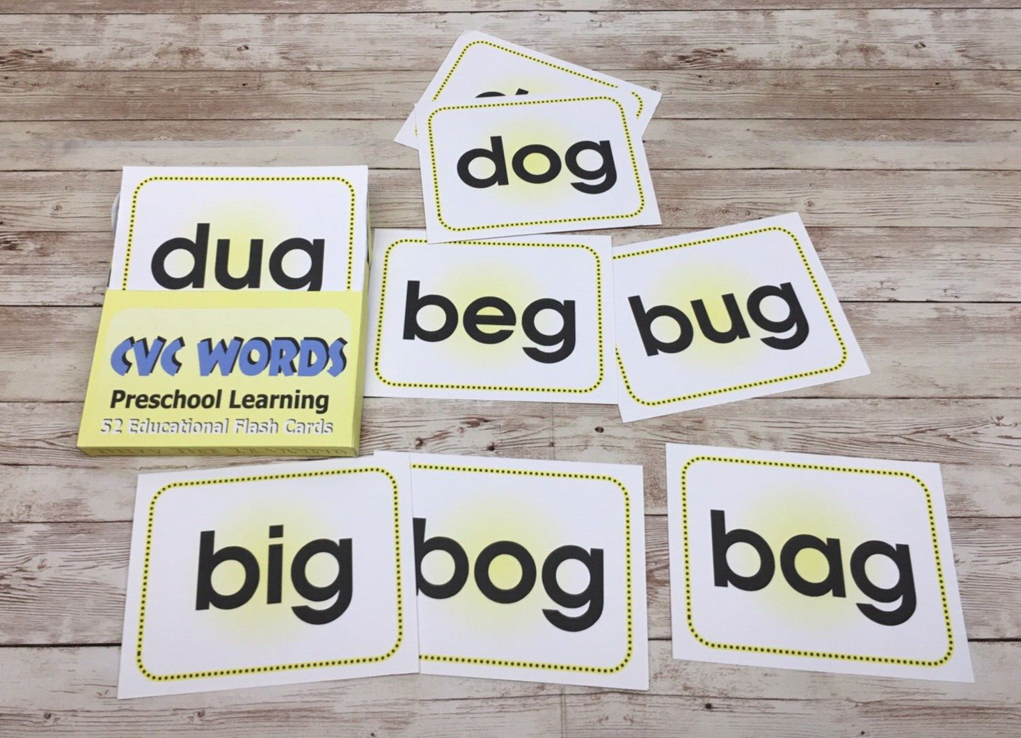 CVC Words – Busy Bee Preschool Learning – 52 Educational Flash Cards