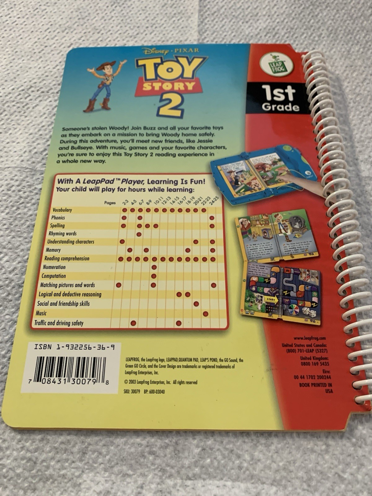 Leap Frog 1st Grade Reading Storybook Disney Pixar Toy Story 2 Book Only