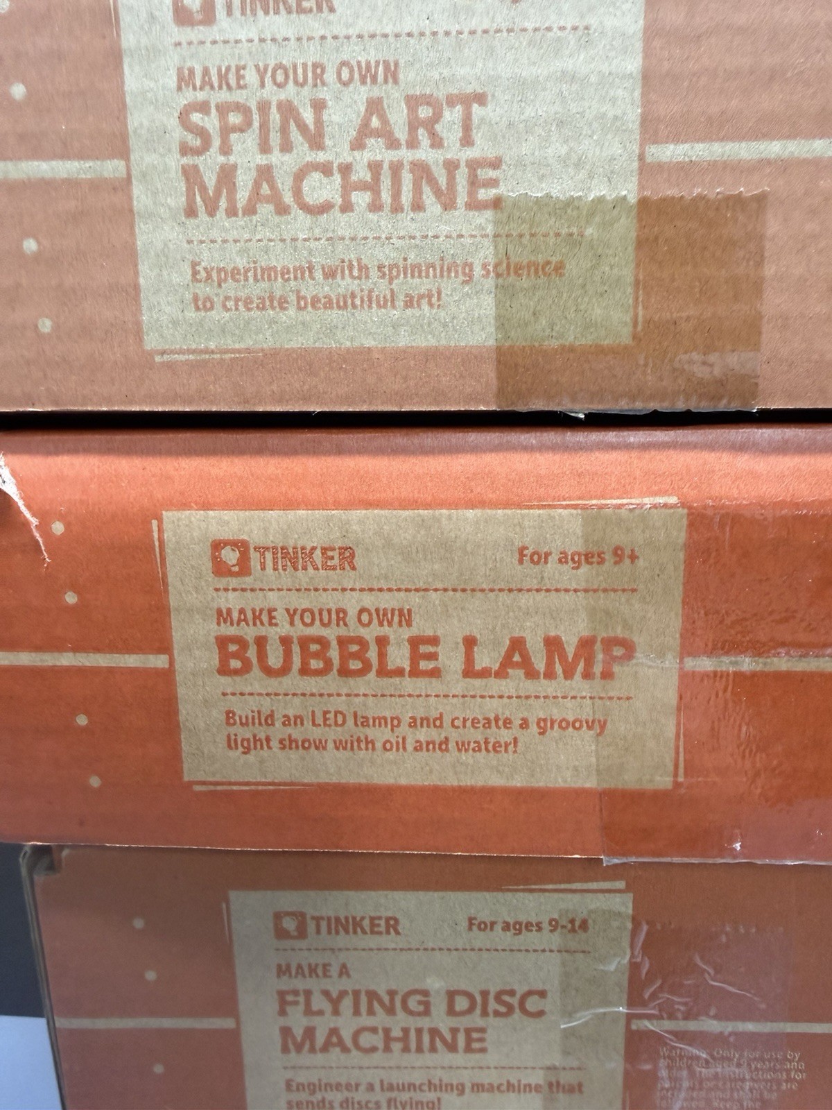Lot 5 Kiwi Co Labs Tinker Crate Spin Art Flying Disk Labyrinth Bubble Lamp + NEW
