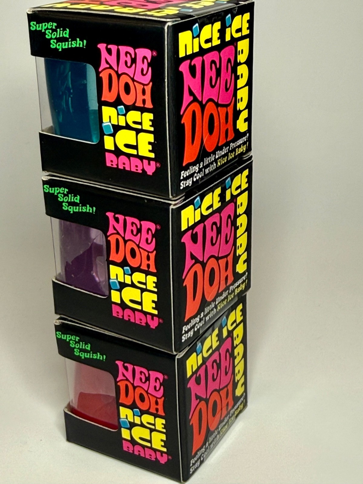 NeeDoh Nice Ice Baby Singles 🧊 LOT OF 3 💙💜🩷 Blue Purple Pink 🔥 AUTHENTIC
