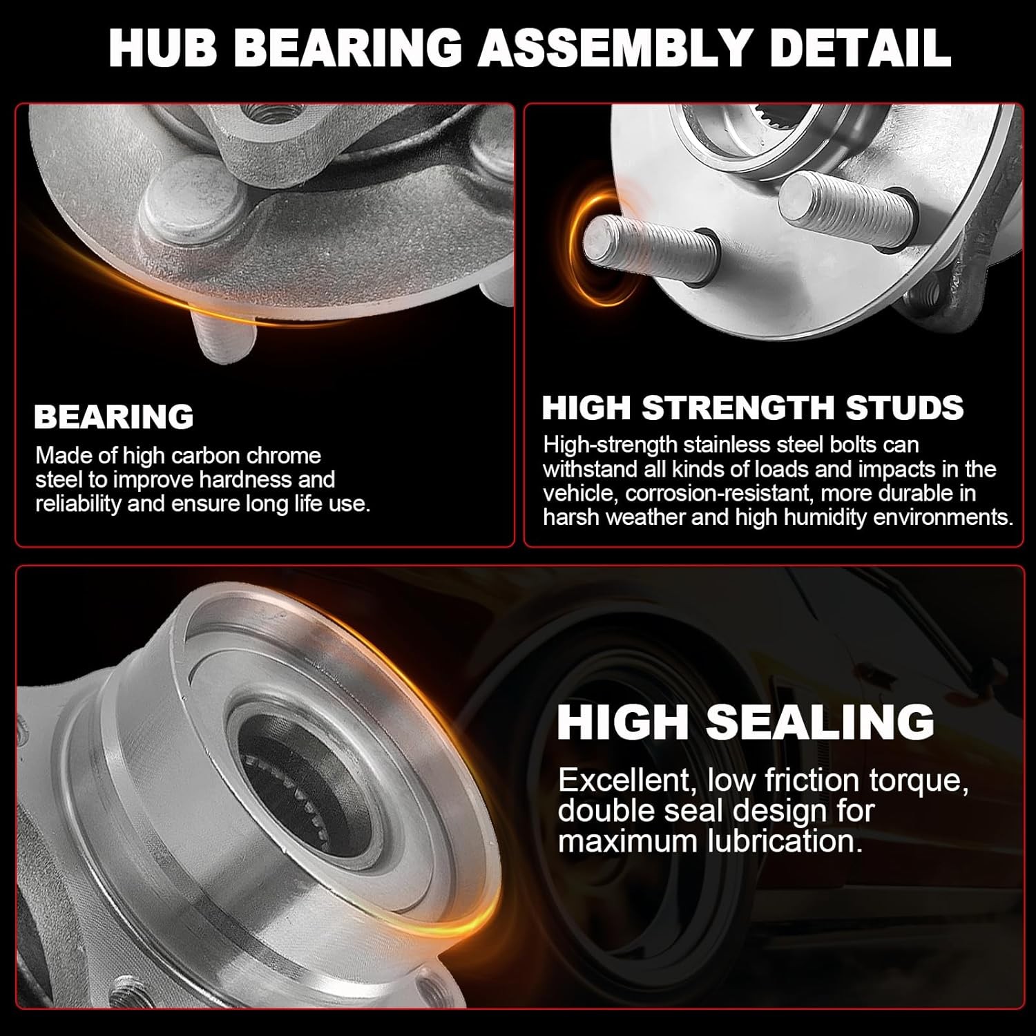 Pair 513121 Front Wheel Bearing Hub Assembly Compatible with Chevy Impala Lucern